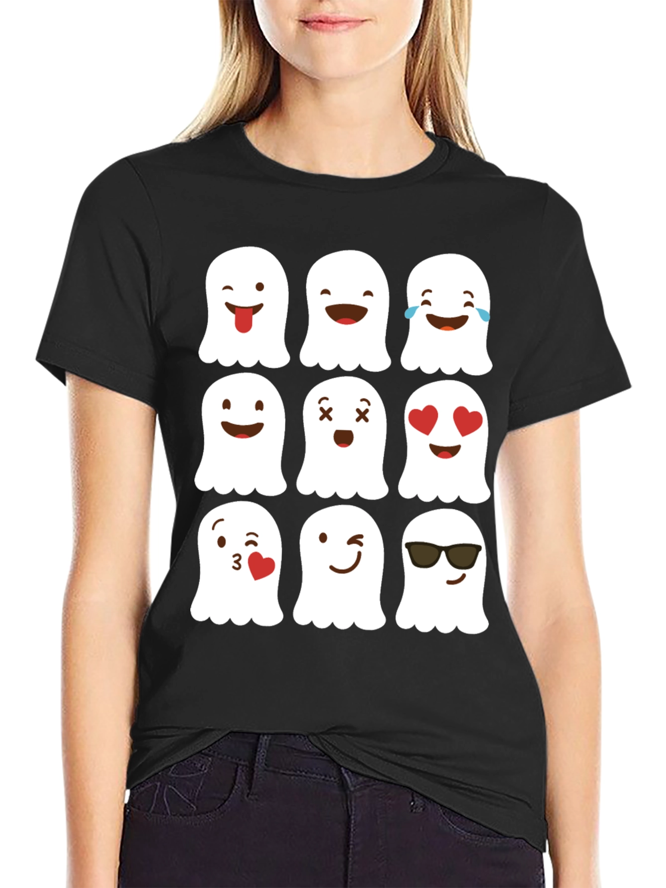 Emoji Ghost T-Shirt - Spooky & Fun Halloween Tee