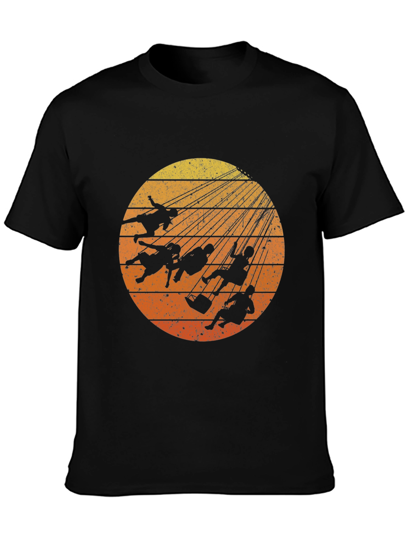 Sunset Swings Silhouette Tee - Retro Amusement Park Shirt