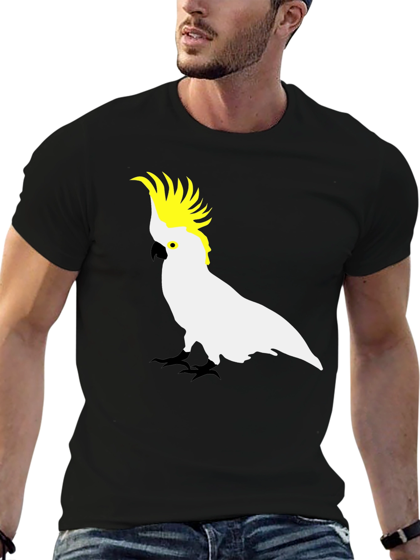 Cockatoo Graphic Print Black T-Shirt