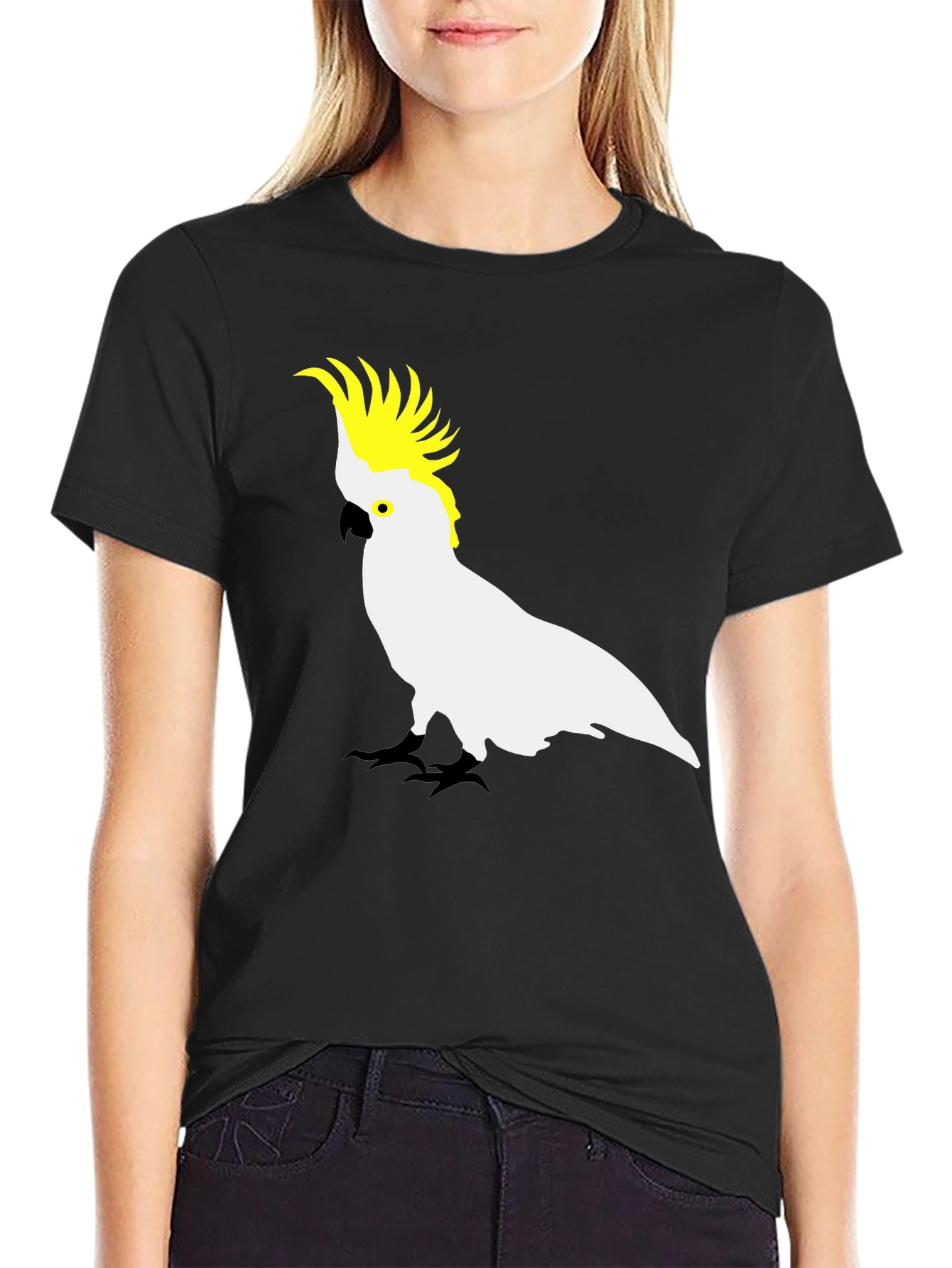 Cockatoo Graphic Print Black T-Shirt