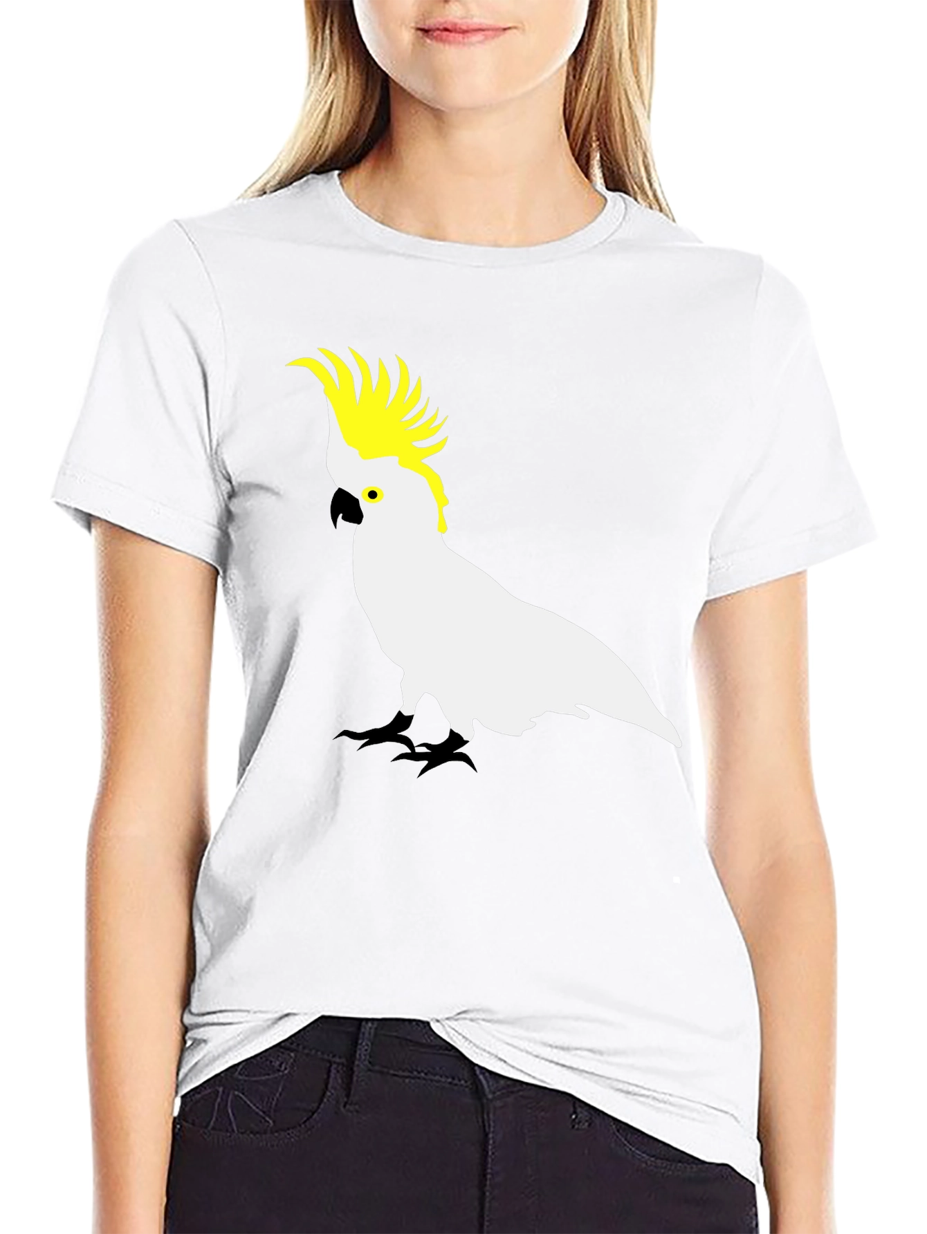 Cockatoo Graphic Print Black T-Shirt