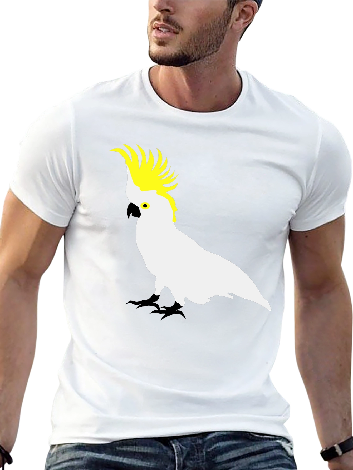 Cockatoo Graphic Print Black T-Shirt