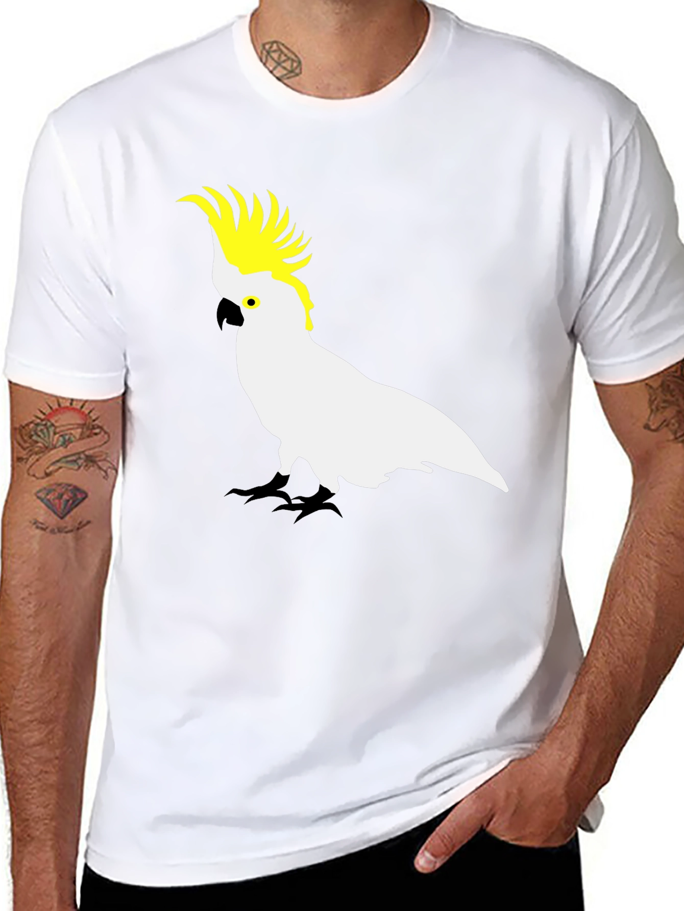 Cockatoo Graphic Print Black T-Shirt