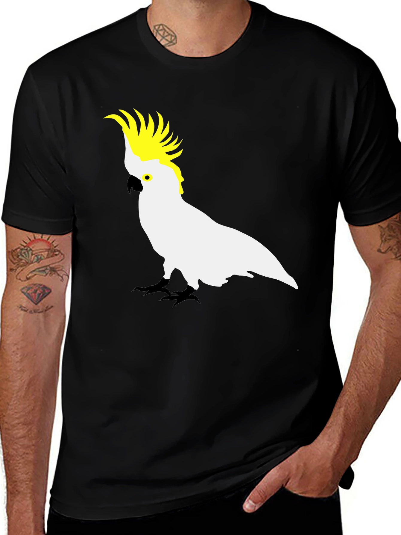 Cockatoo Graphic Print Black T-Shirt