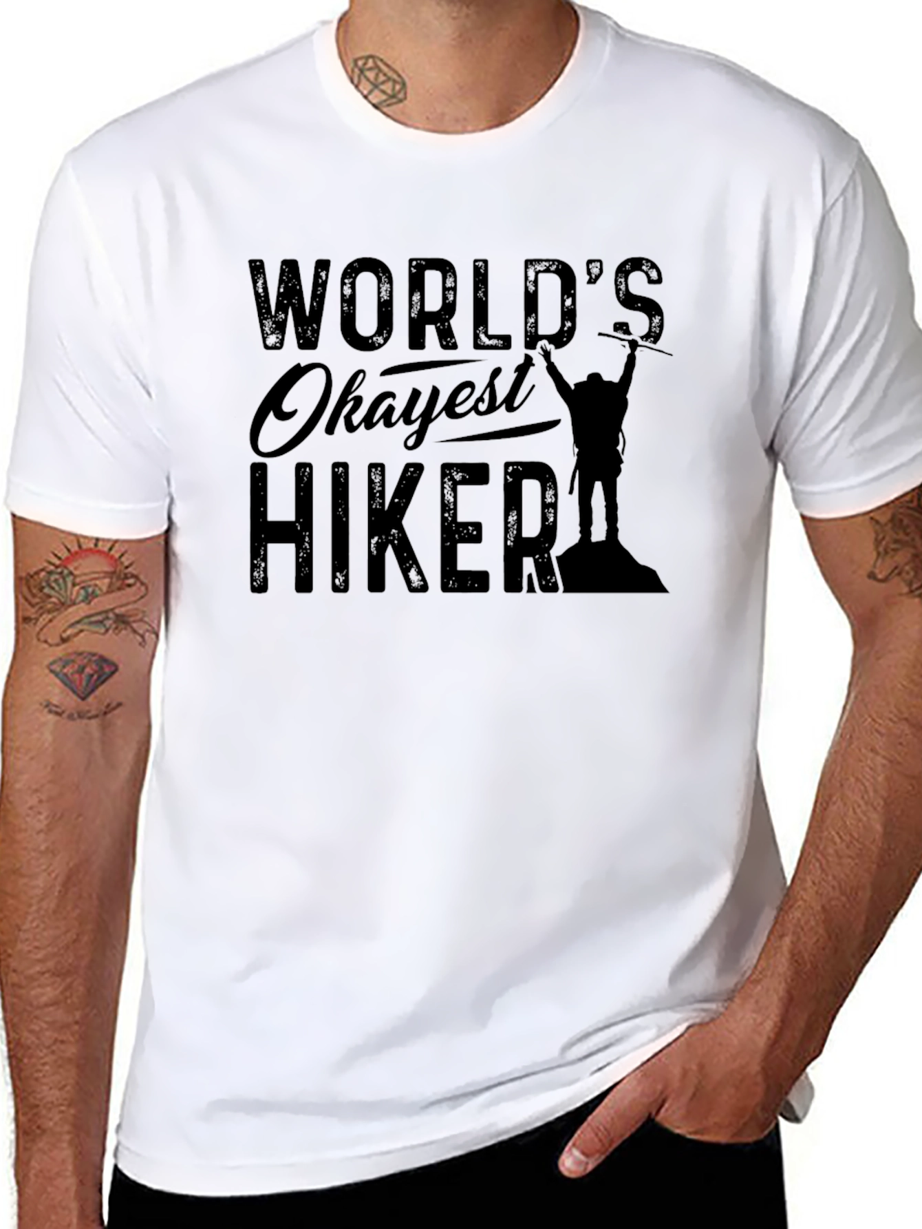 Worlds Okayest Hiker Black Graphic Tee