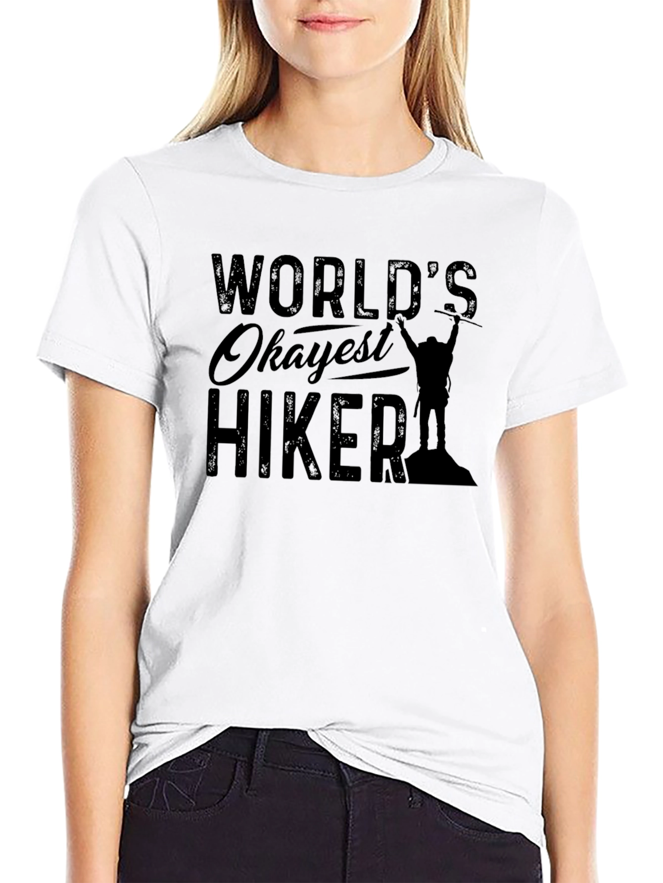 Worlds Okayest Hiker Black Graphic Tee