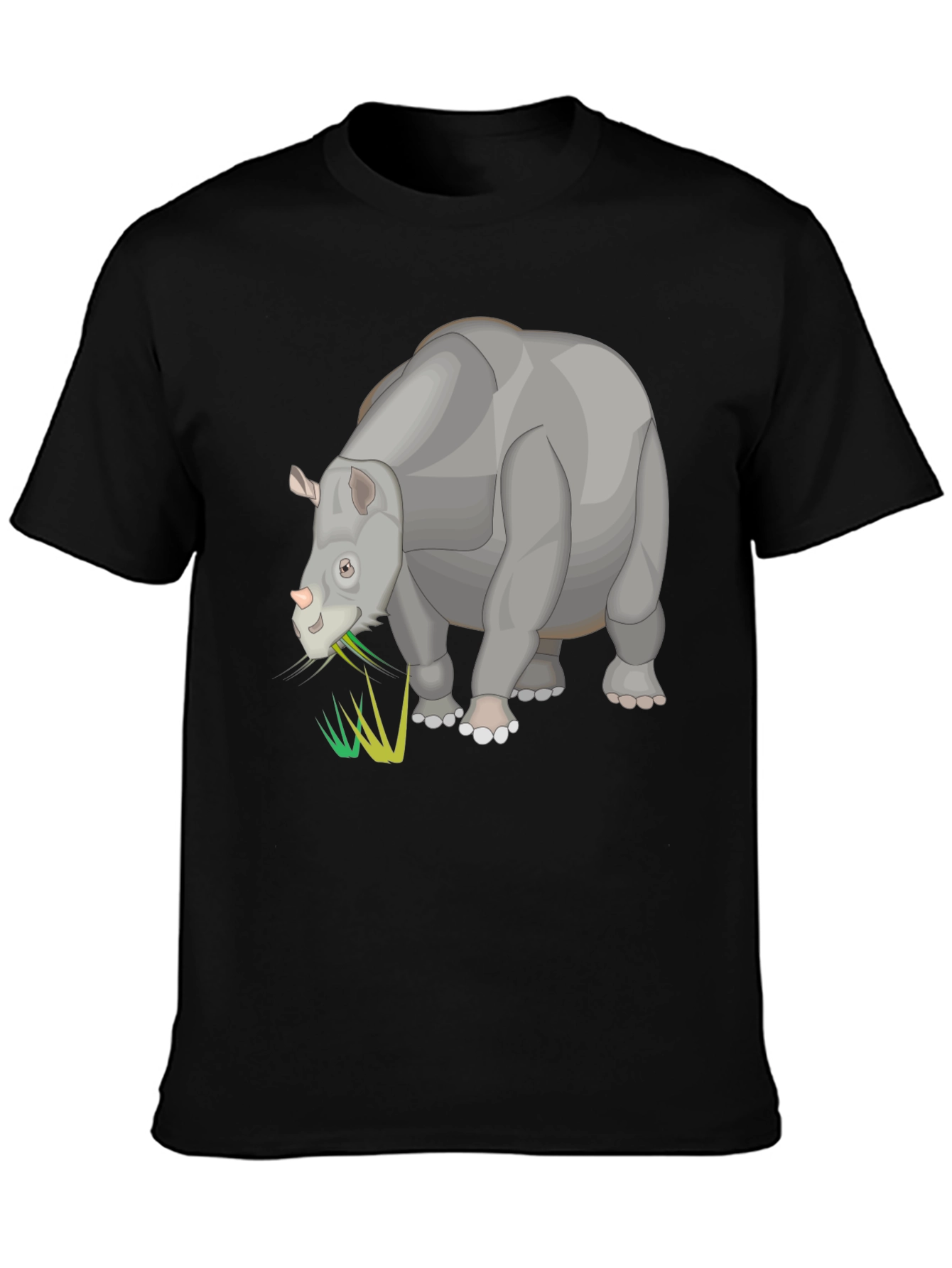 Cartoon Rhino Black T-Shirt - Unique Animal Graphic Tee