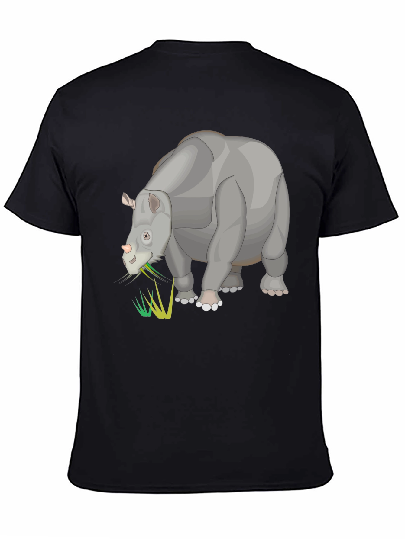 Cartoon Rhino Black T-Shirt - Unique Animal Graphic Tee