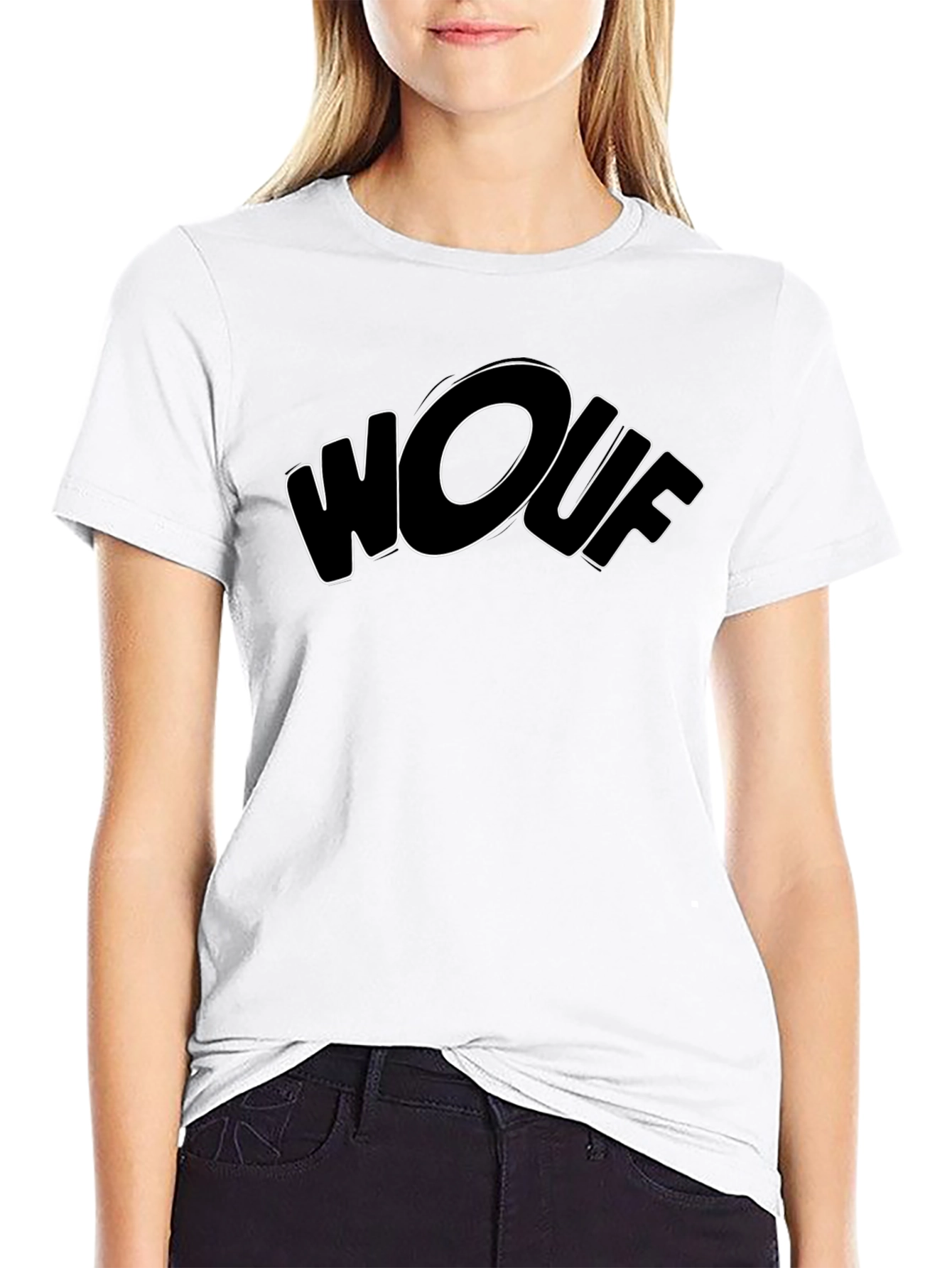 Wouf Graphic Tee - Trendy Black T-Shirt