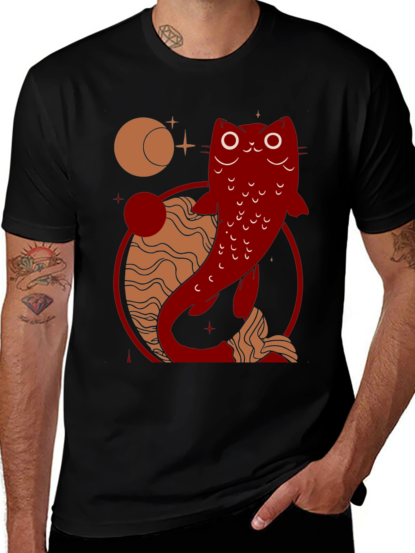 Catfish Graphic Tee - Celestial Design