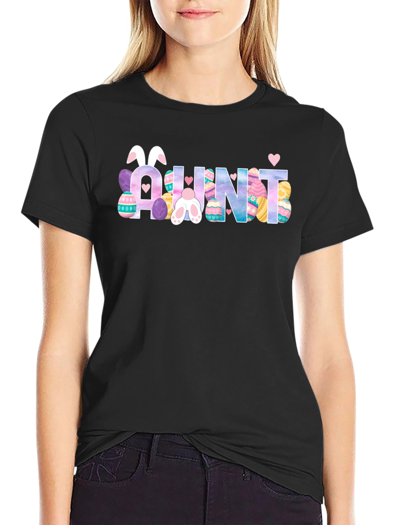 Aunt Easter Bunny T-Shirt Cute Auntie Easter Egg Tee