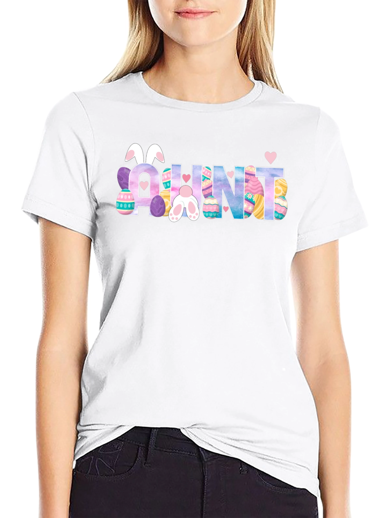 Aunt Easter Bunny T-Shirt Cute Auntie Easter Egg Tee