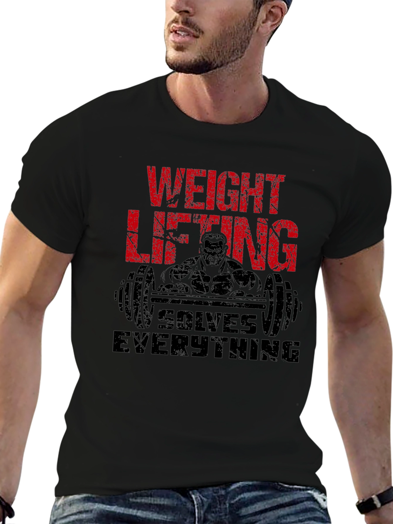 Weight Lifting Solves Everything Mens Black T-Shirt