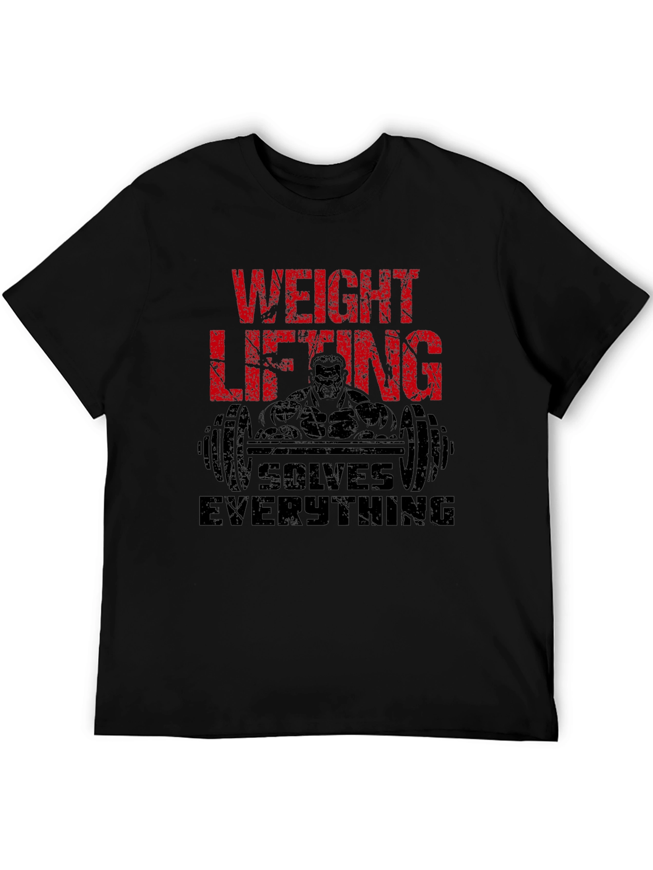 Weight Lifting Solves Everything Mens Black T-Shirt