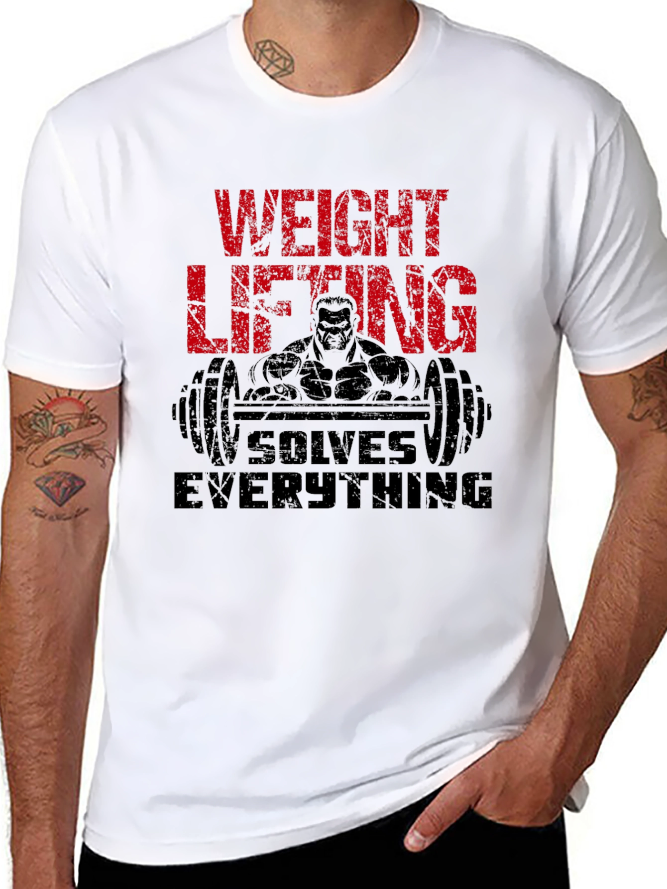 Weight Lifting Solves Everything Mens Black T-Shirt