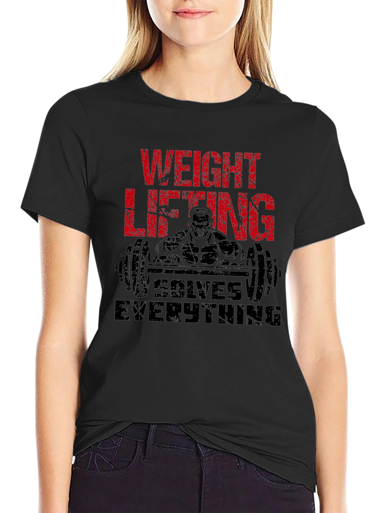 Weight Lifting Solves Everything Mens Black T-Shirt