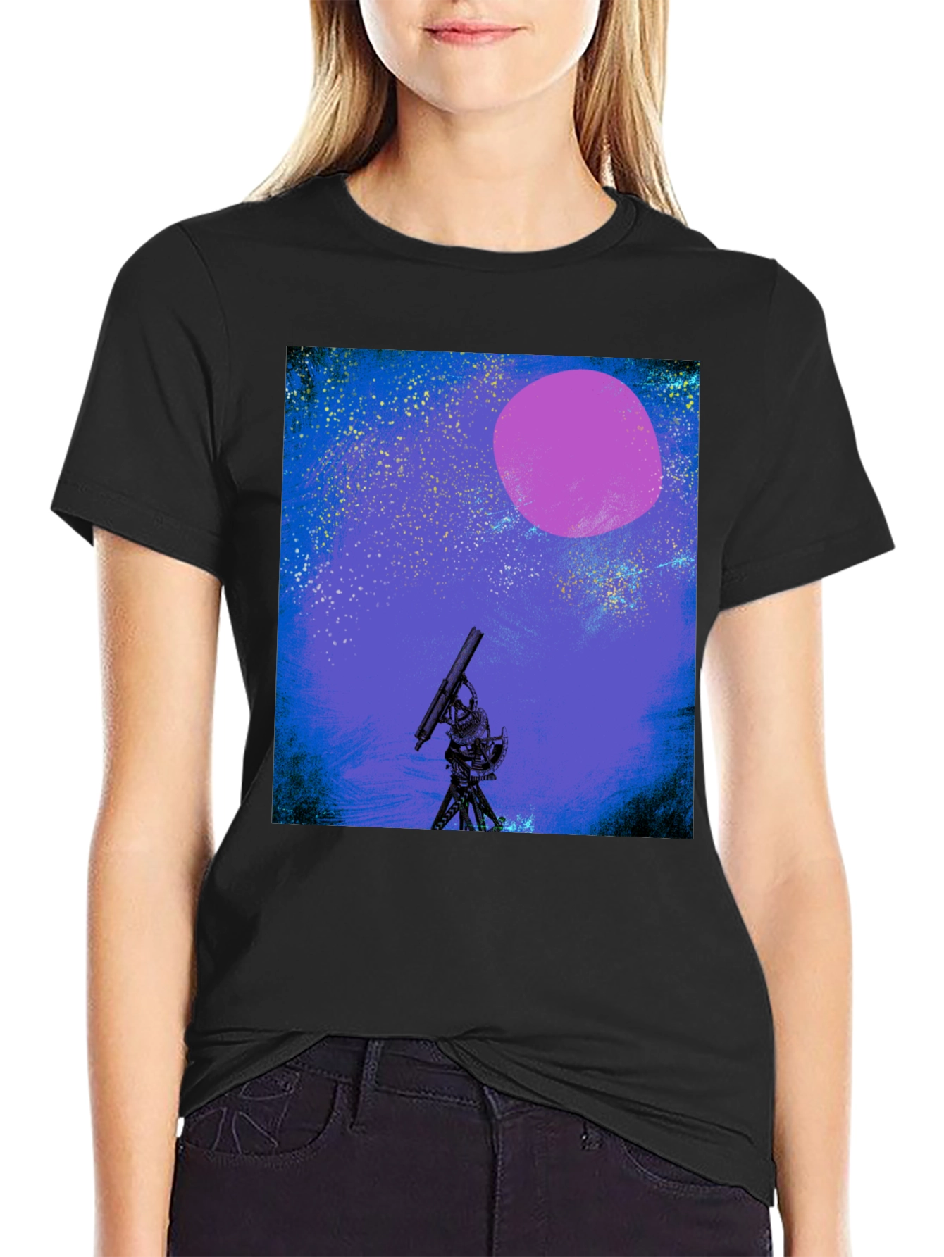 Space Telescope Graphic Tee - Night Sky Design