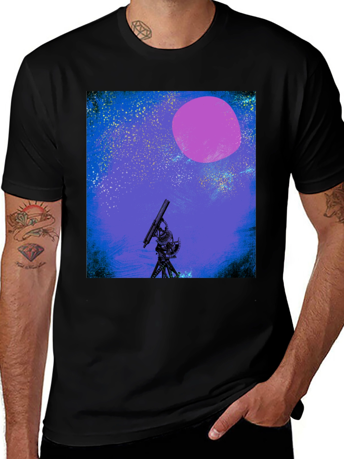 Space Telescope Graphic Tee - Night Sky Design