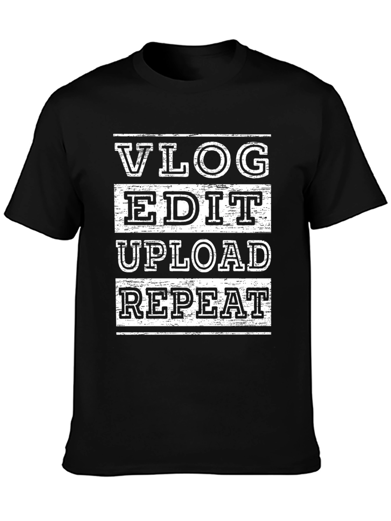 Vlog Edit Upload Repeat Black Graphic T-Shirt