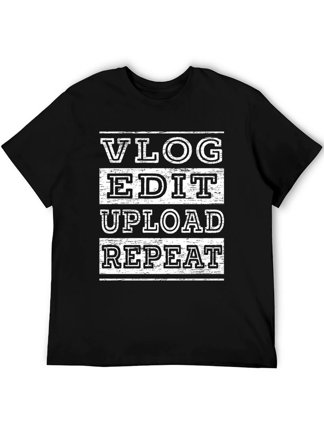 Vlog Edit Upload Repeat Black Graphic T-Shirt