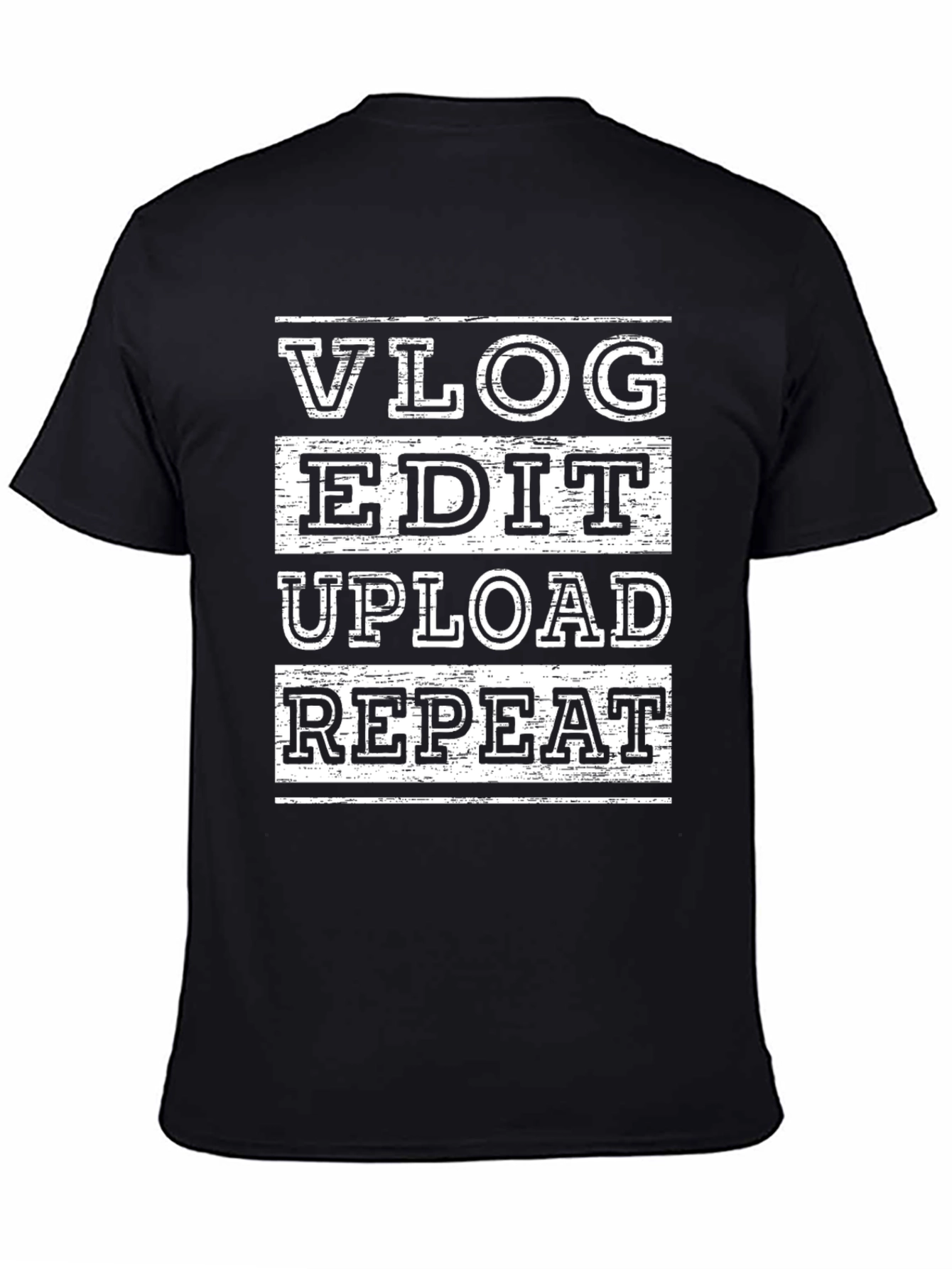 Vlog Edit Upload Repeat Black Graphic T-Shirt