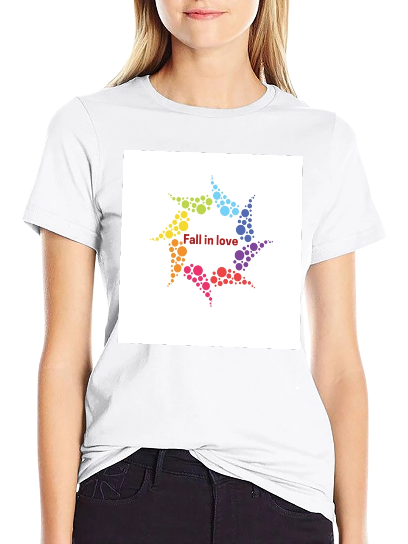 Fall In Love Rainbow Circle Black T-Shirt
