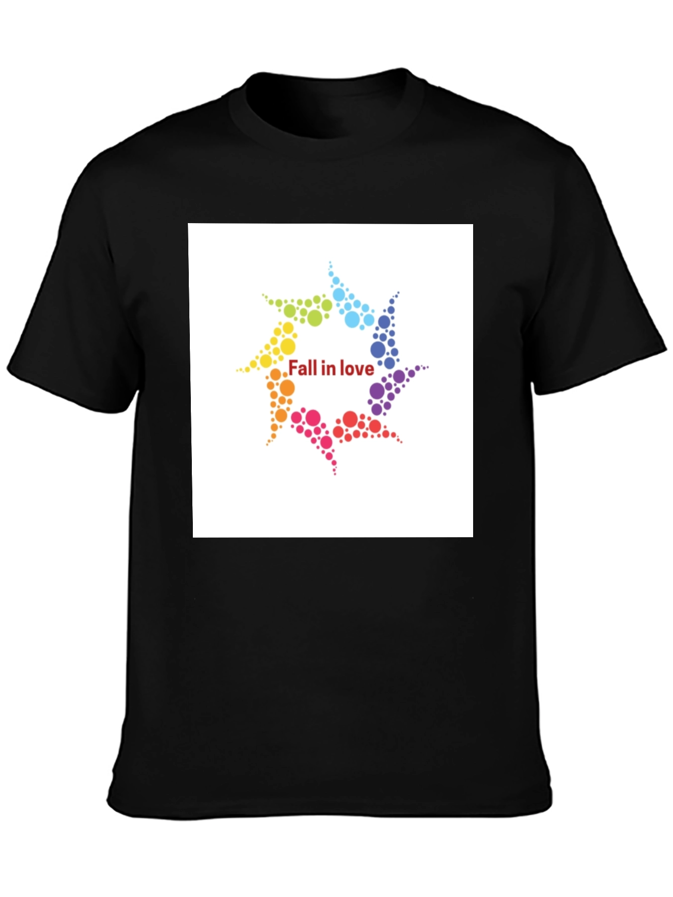 Fall In Love Rainbow Circle Black T-Shirt