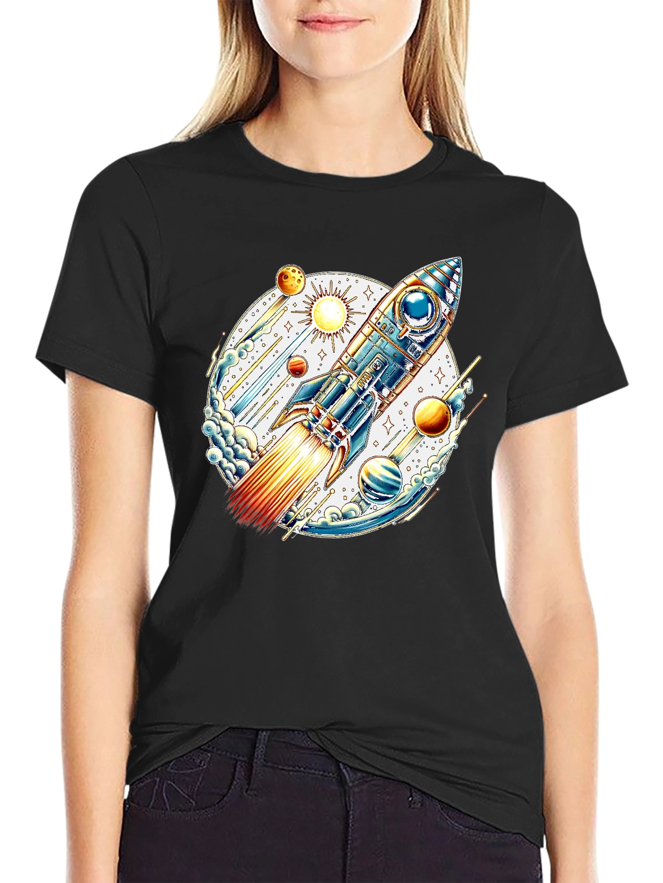 Space Rocket Graphic Tee - Blast Off in Style!