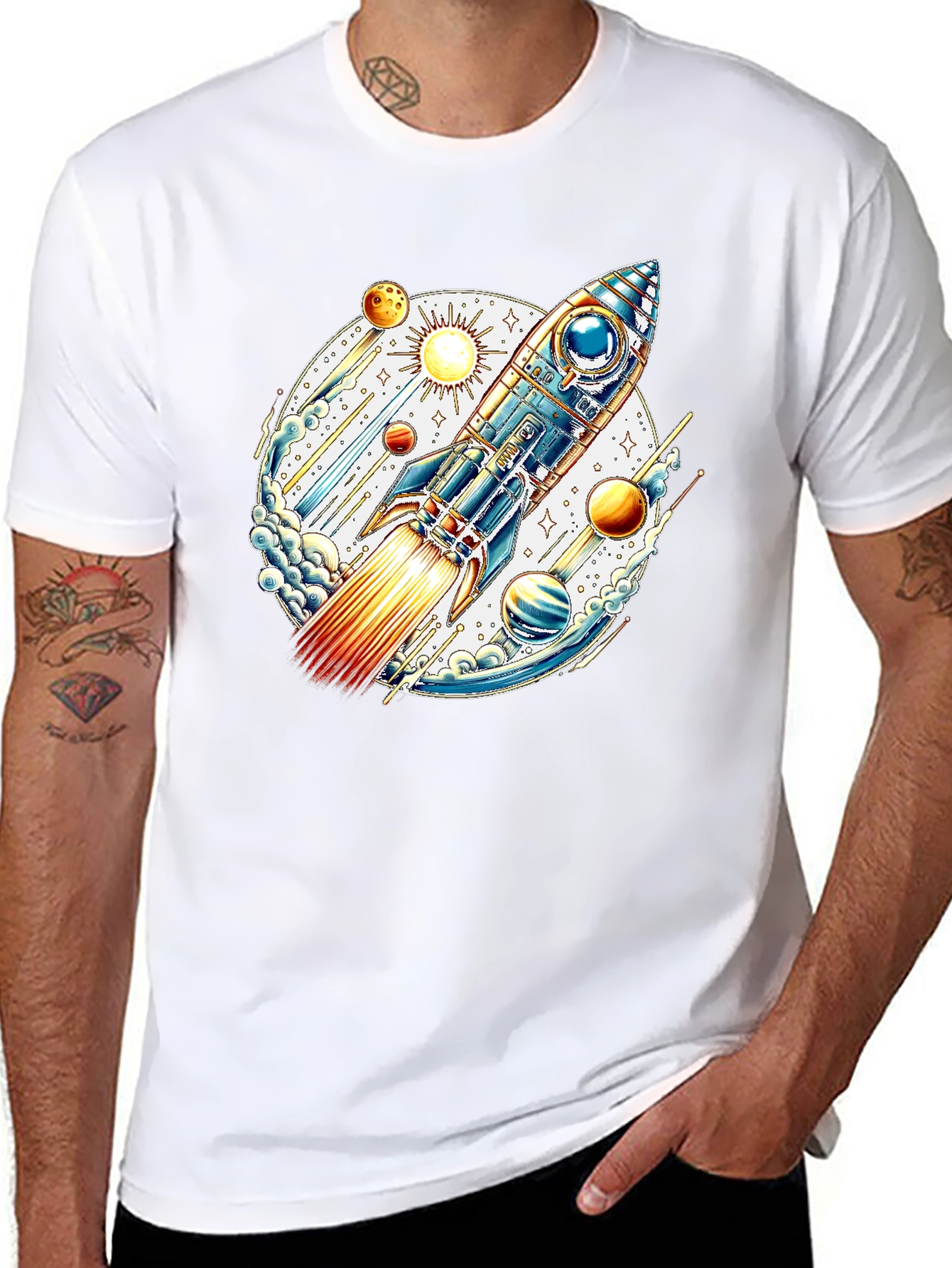 Space Rocket Graphic Tee - Blast Off in Style!
