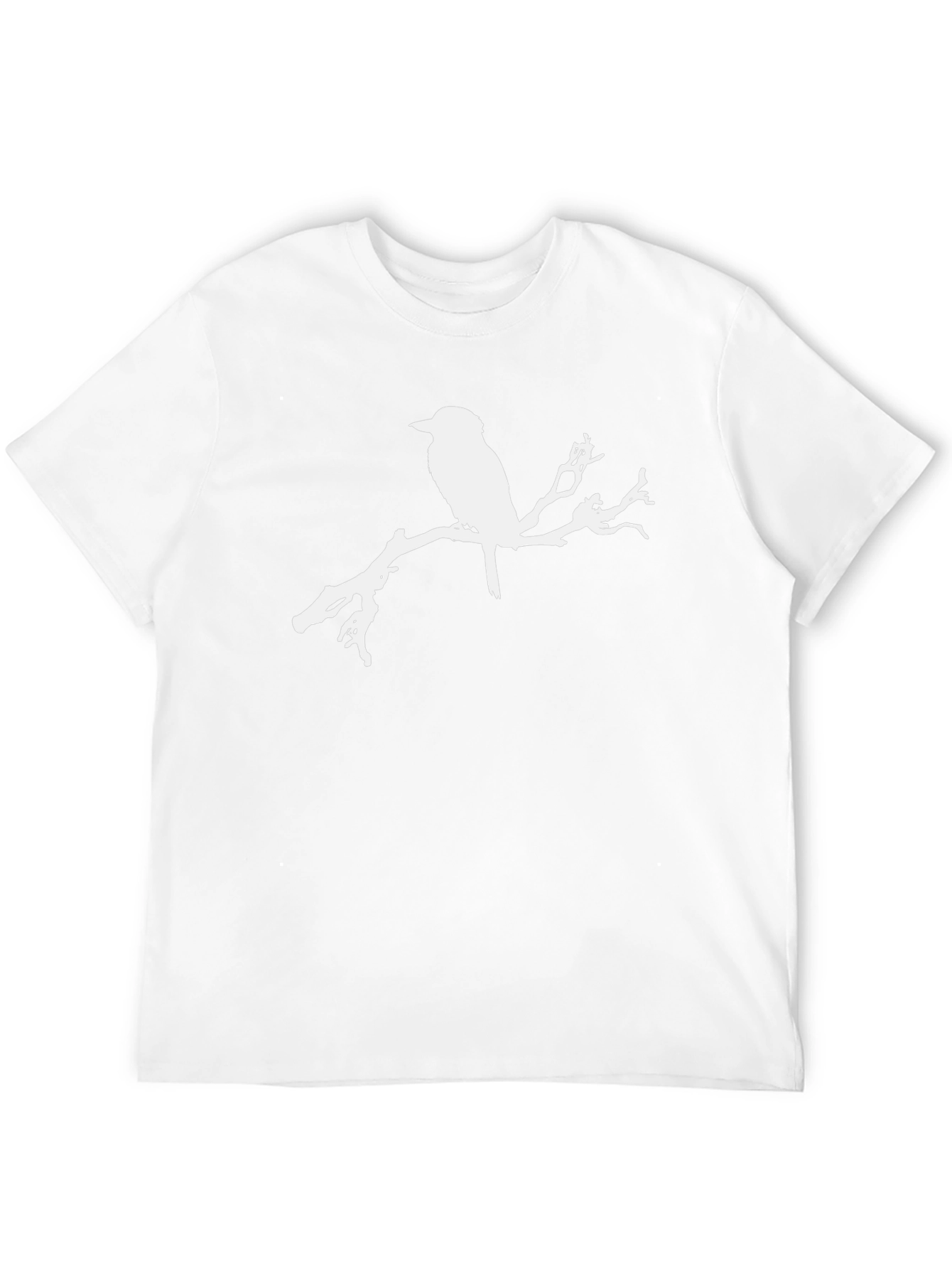 Bird on Branch Graphic Tee - Black Cotton T-Shirt