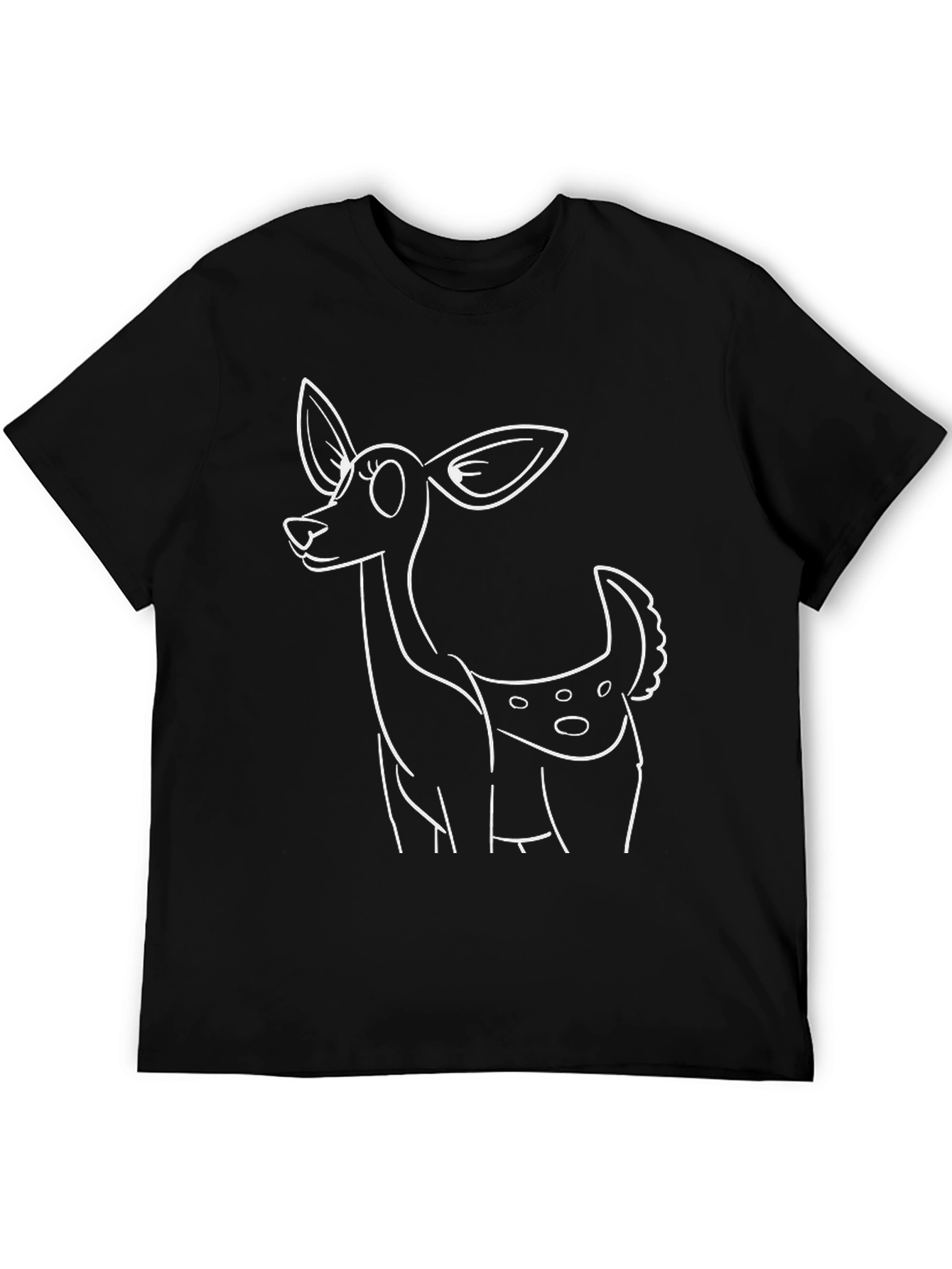 Deer Graphic Tee - Black Cotton T-Shirt