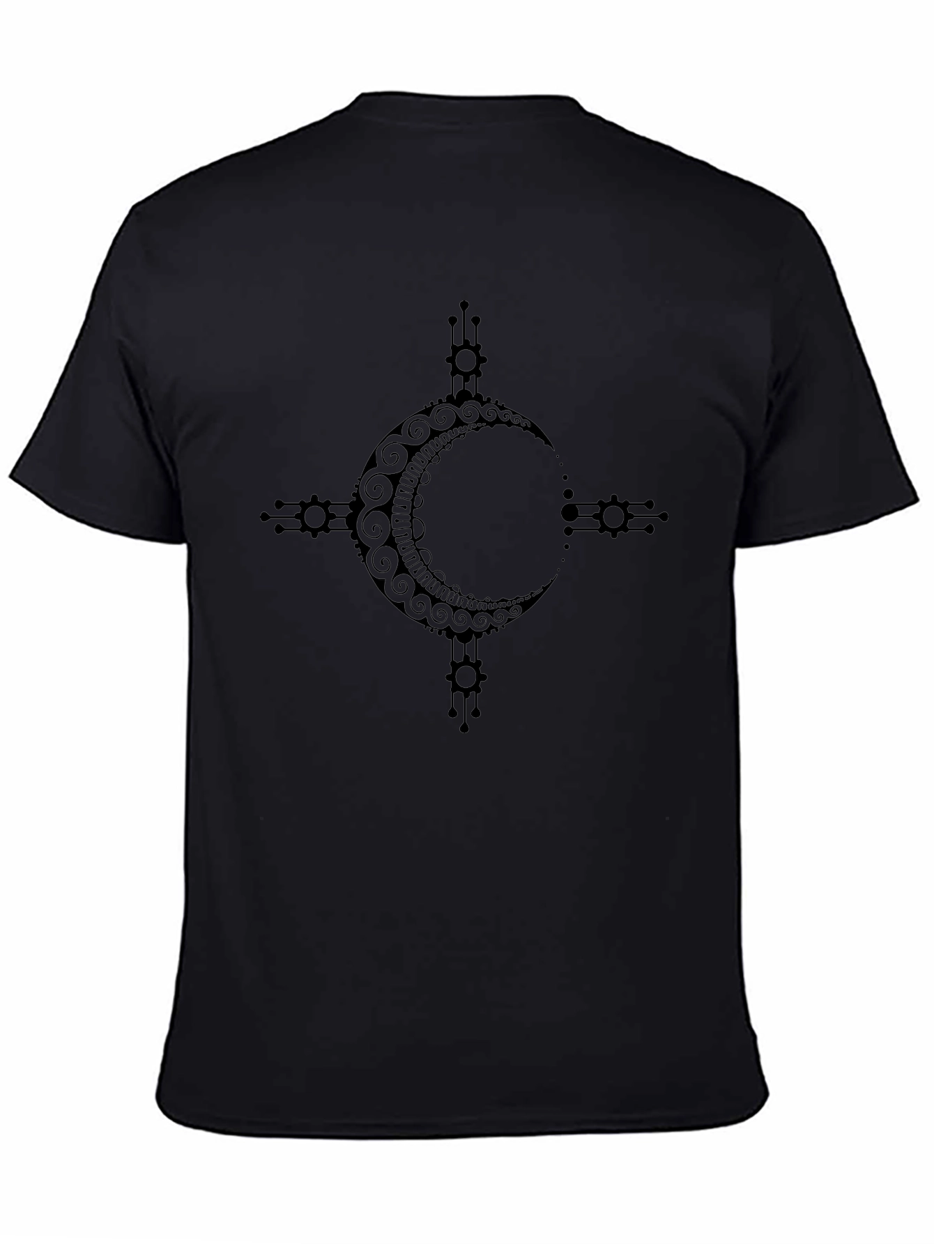 Tribal Moon Design Black T-Shirt