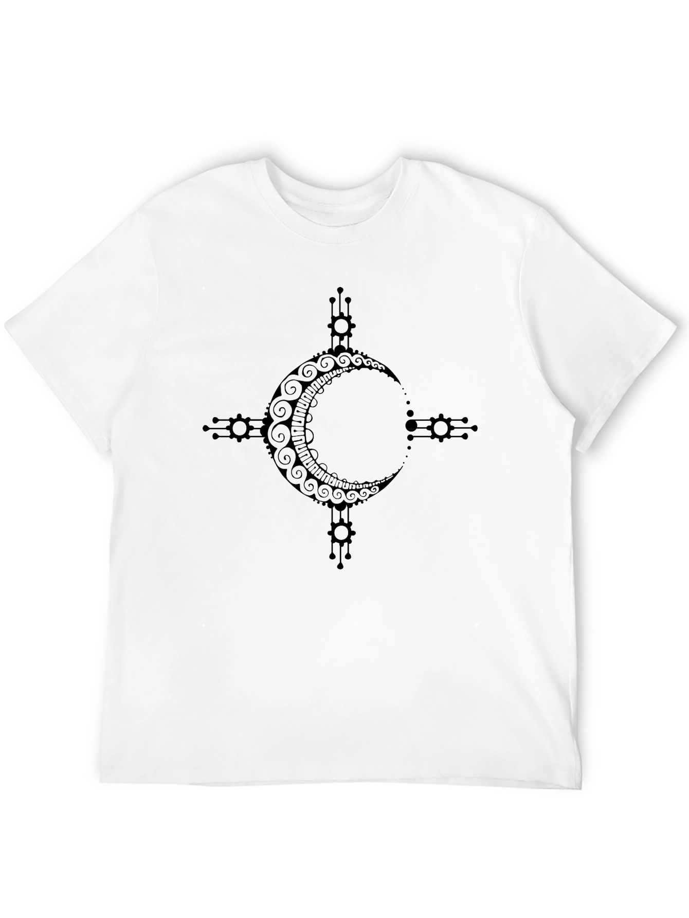 Tribal Moon Design Black T-Shirt