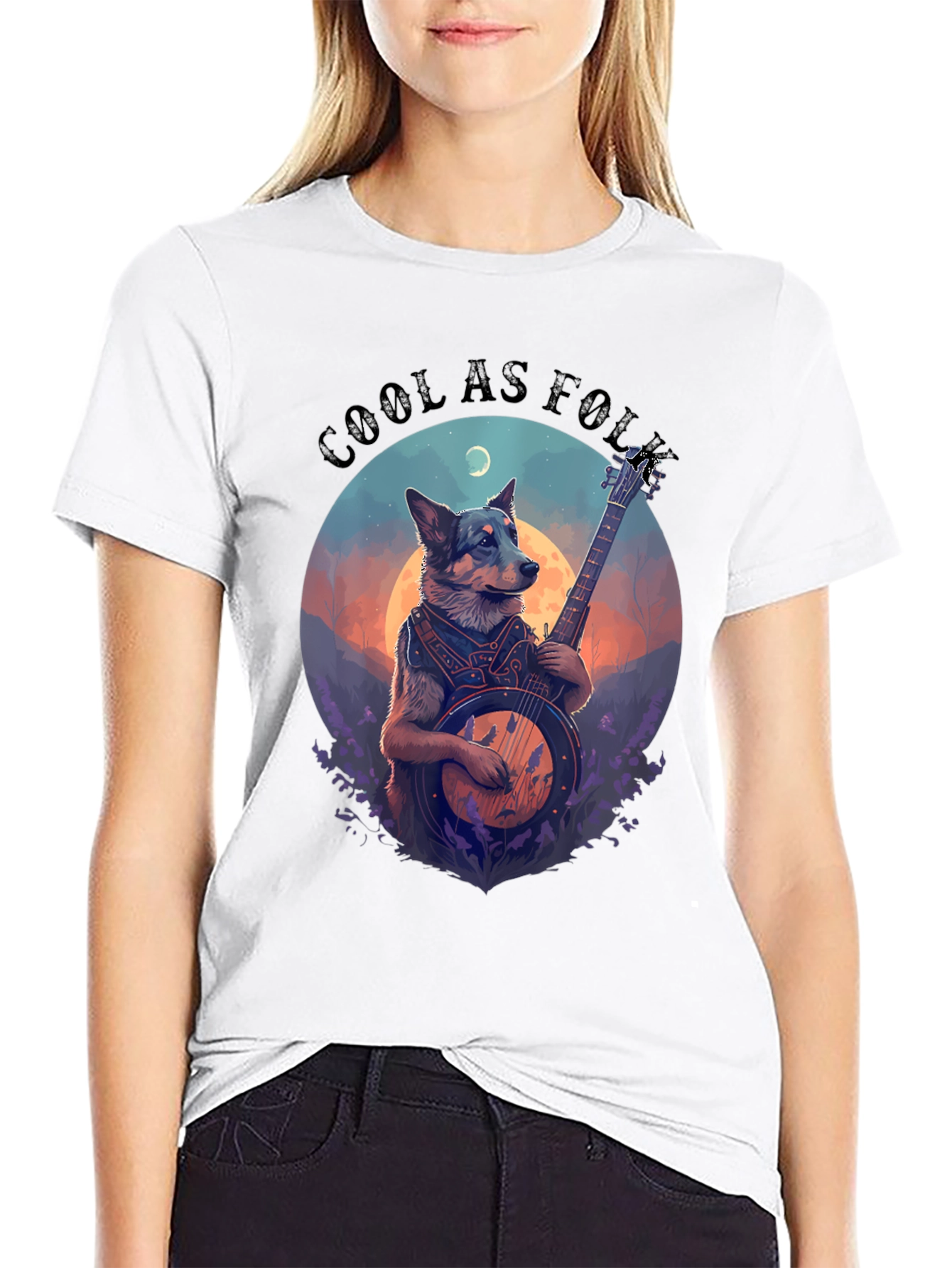 Cool as Folk Dog Musician Graphic T-Shirt