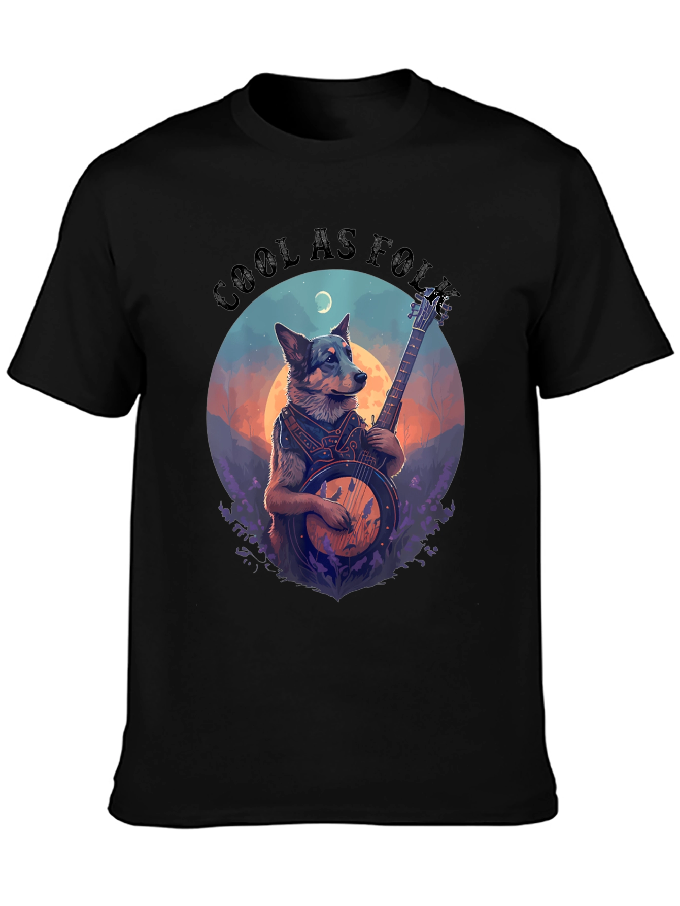 Cool as Folk Dog Musician Graphic T-Shirt