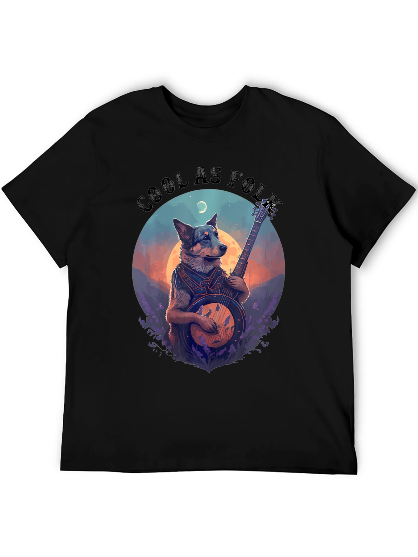 Cool as Folk Dog Musician Graphic T-Shirt