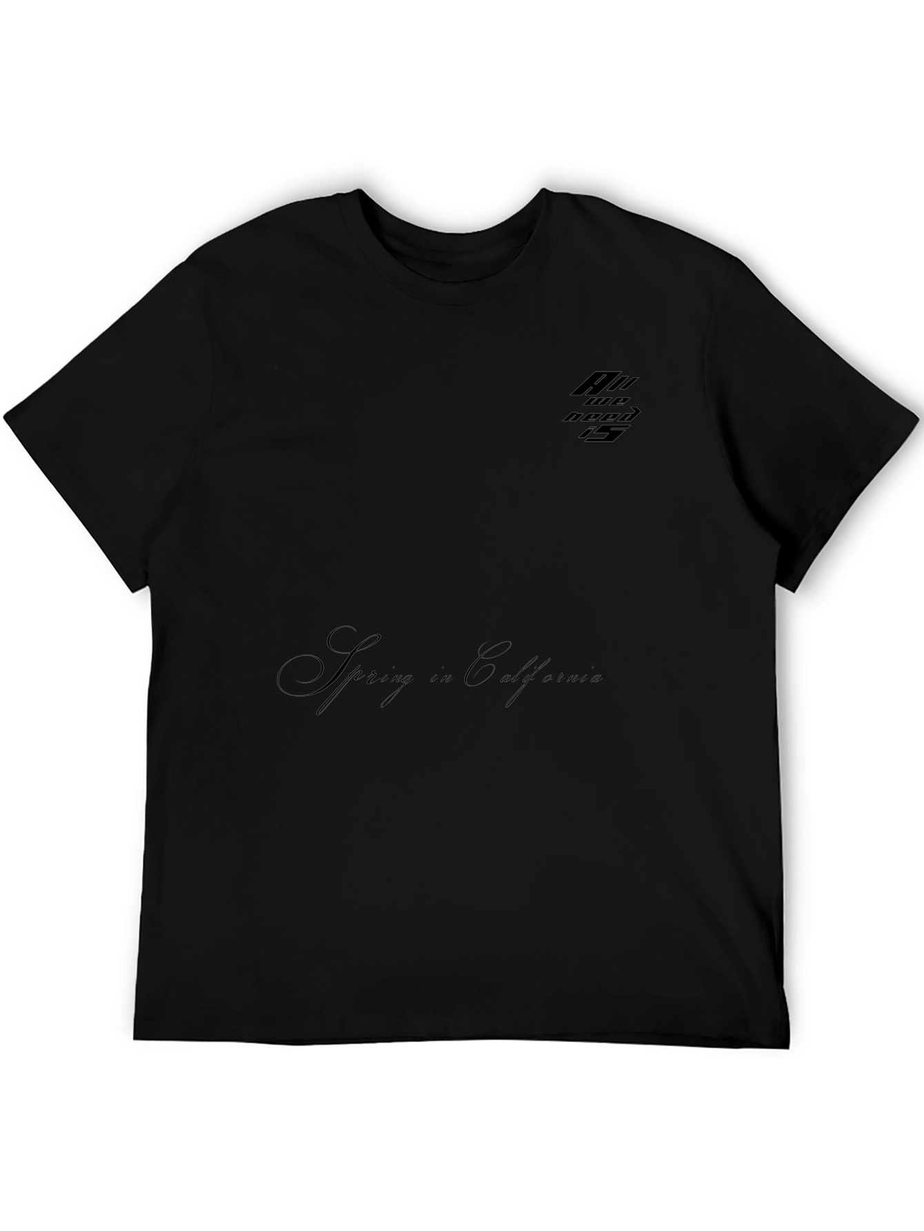 Mens Black Casual Short Sleeve Graphic T-Shirt