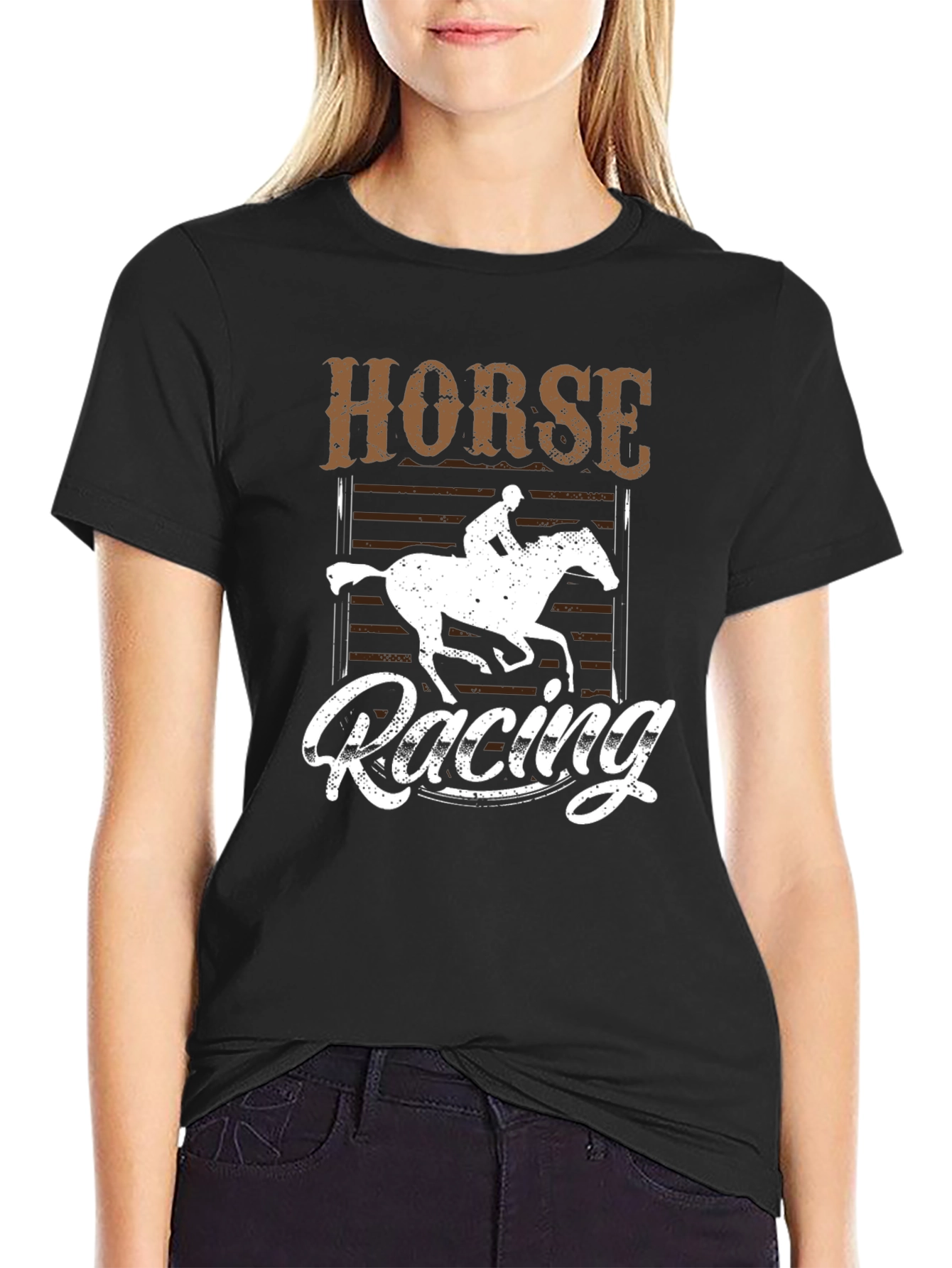 Horse Racing Graphic Tee - Unisex Black T-Shirt
