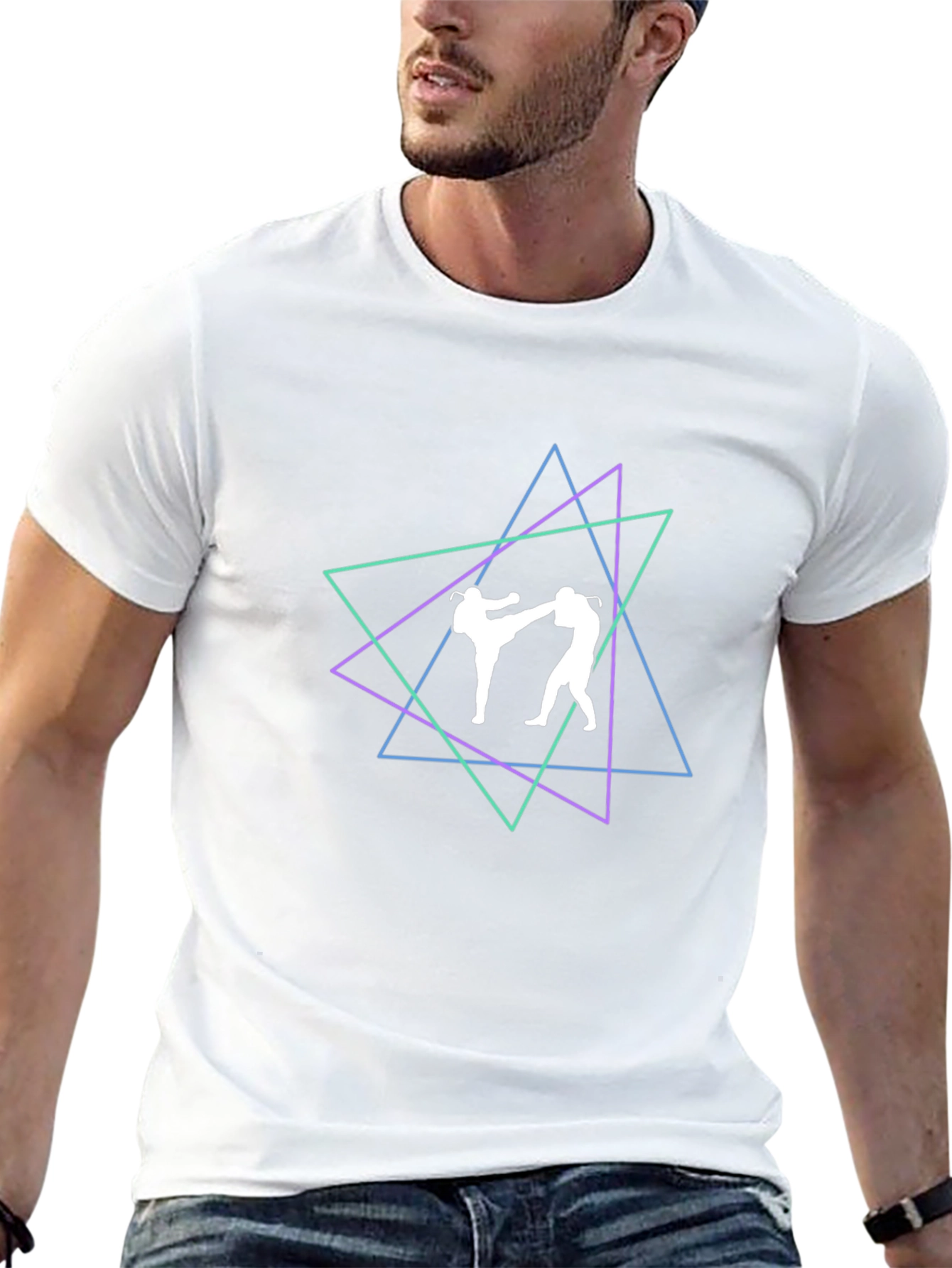 Geometric Martial Arts Graphic T-Shirt