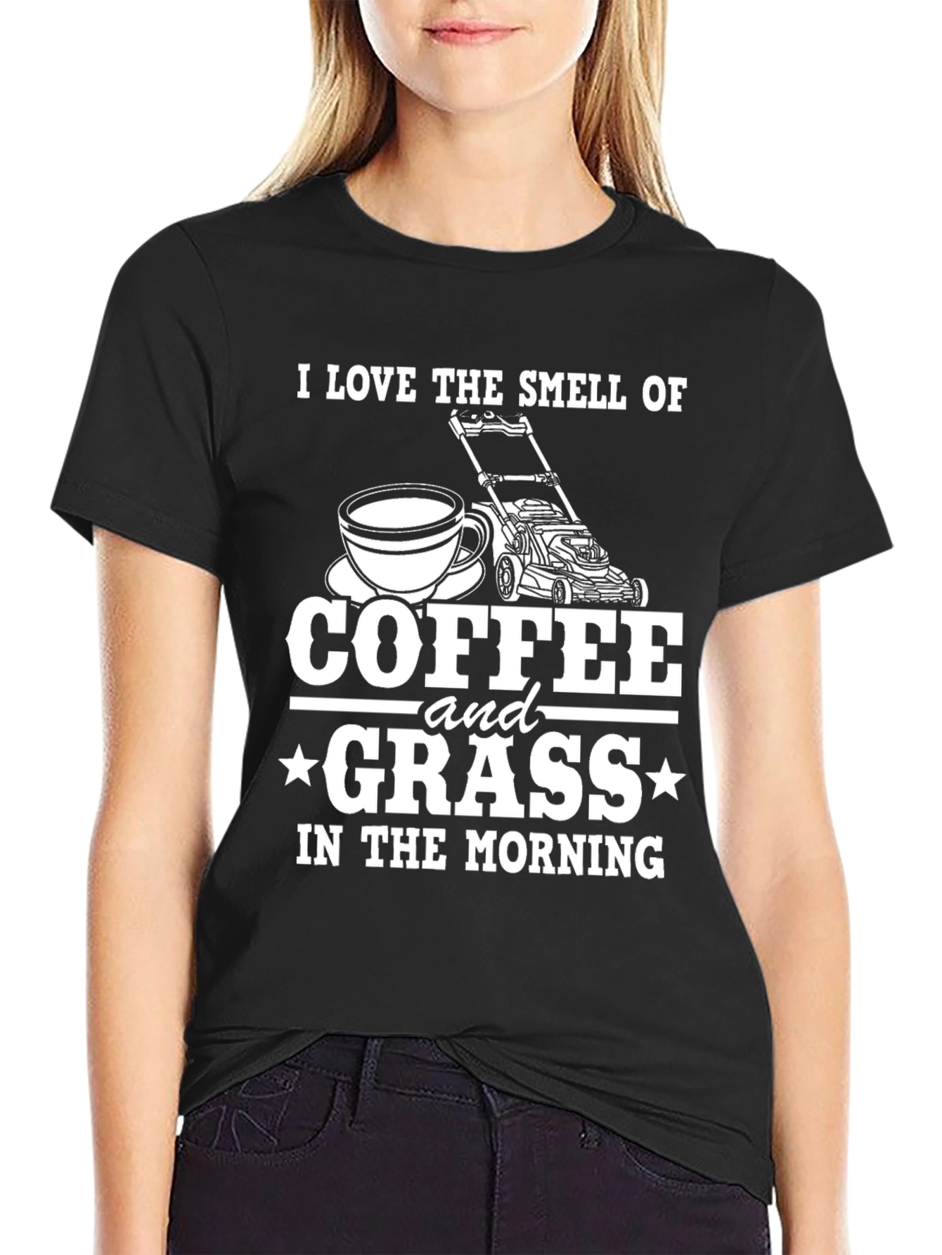 Coffee and Grass T-Shirt: Morning Lawn Care