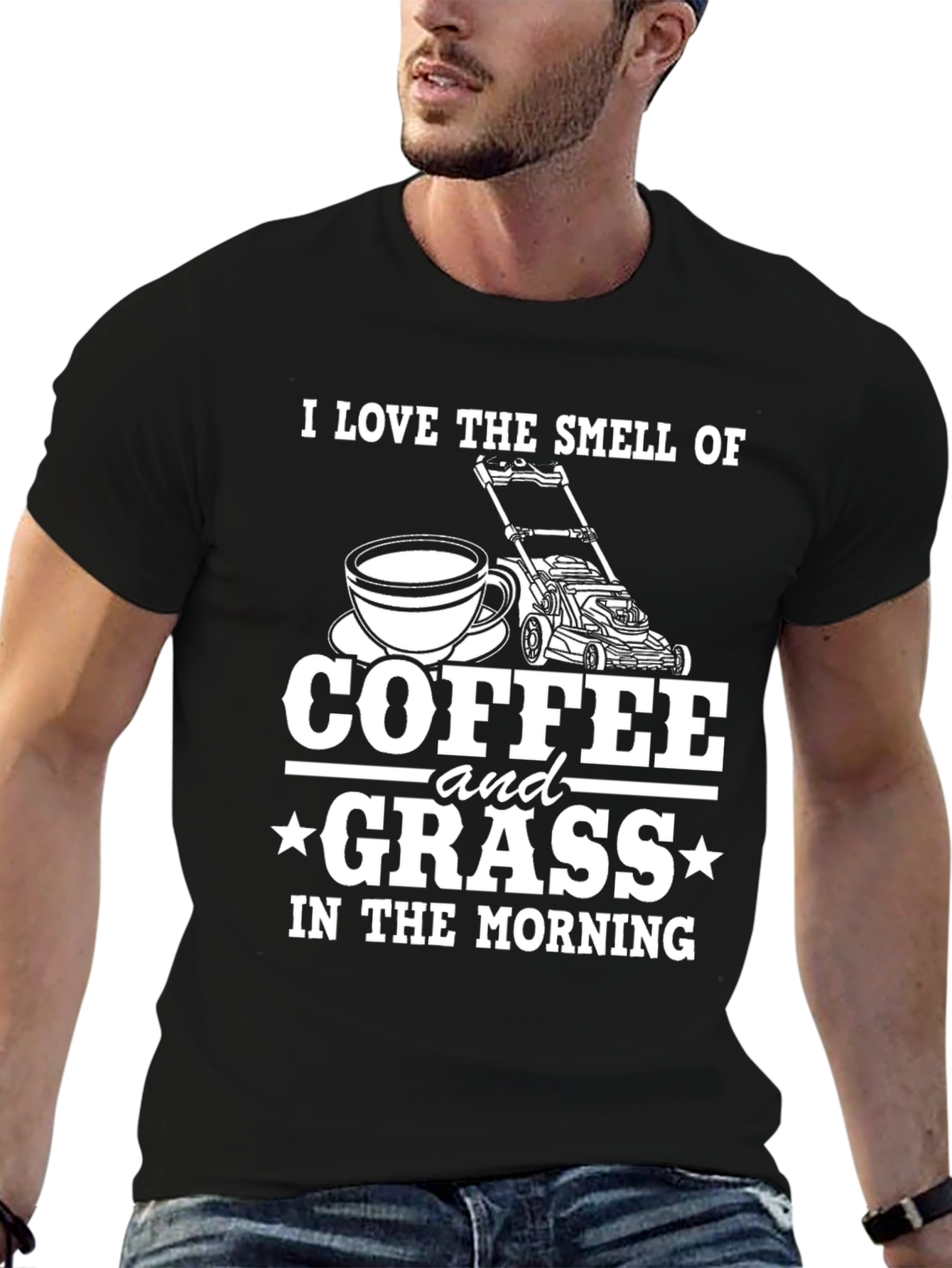 Coffee and Grass T-Shirt: Morning Lawn Care