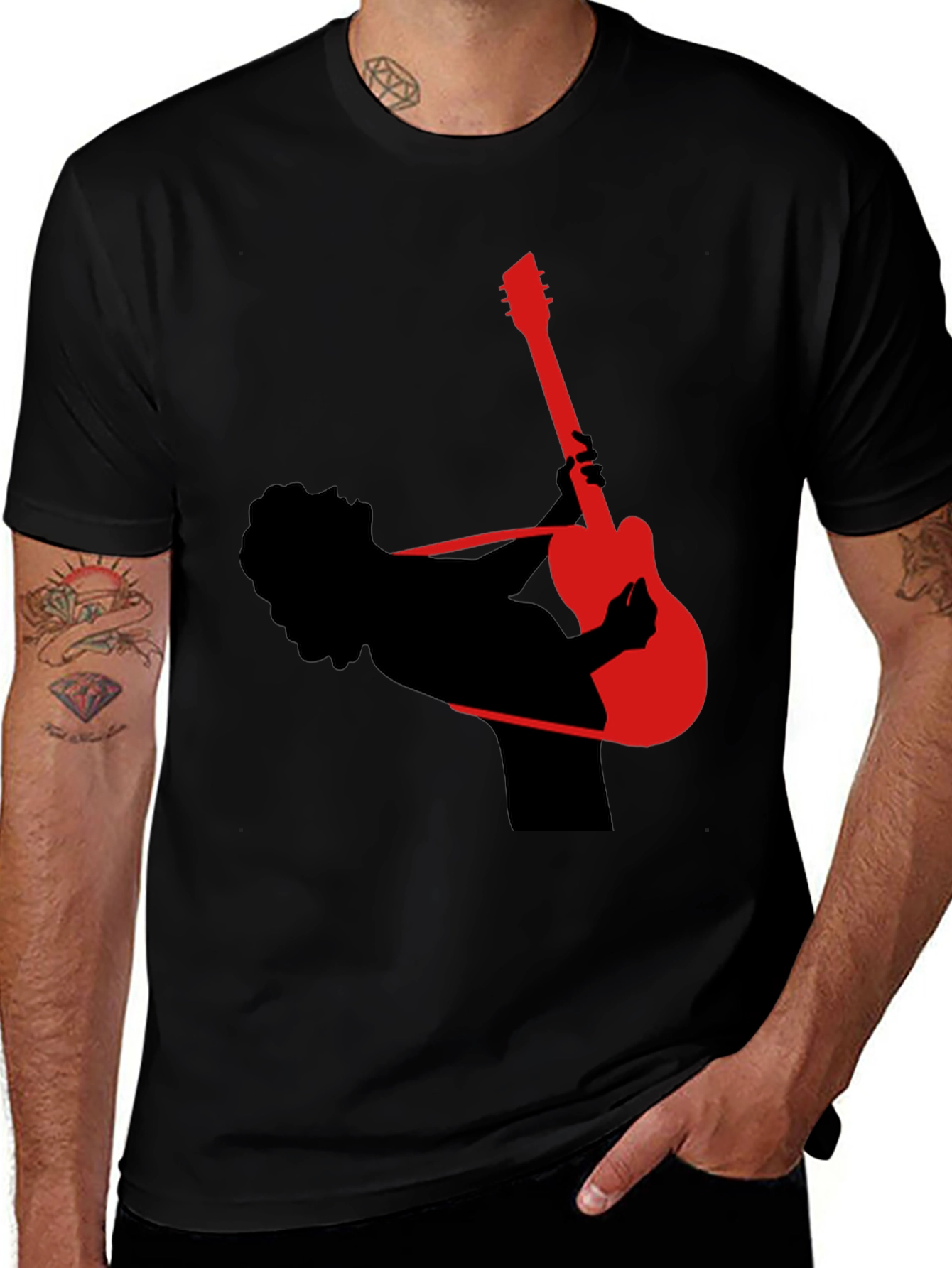 Guitar Player Silhouette Graphic T-Shirt