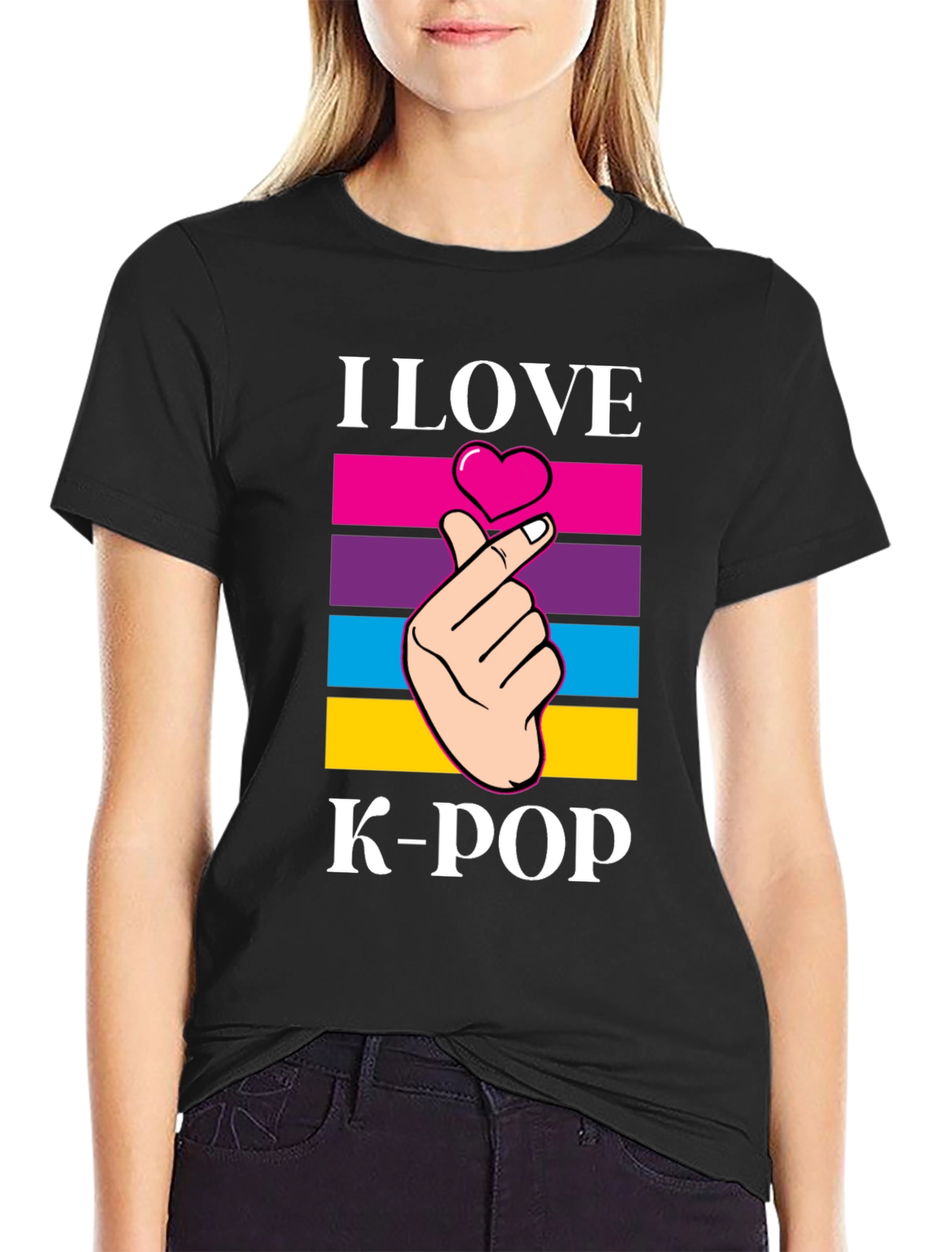 I Love K-Pop Heart Hand Gesture T-Shirt
