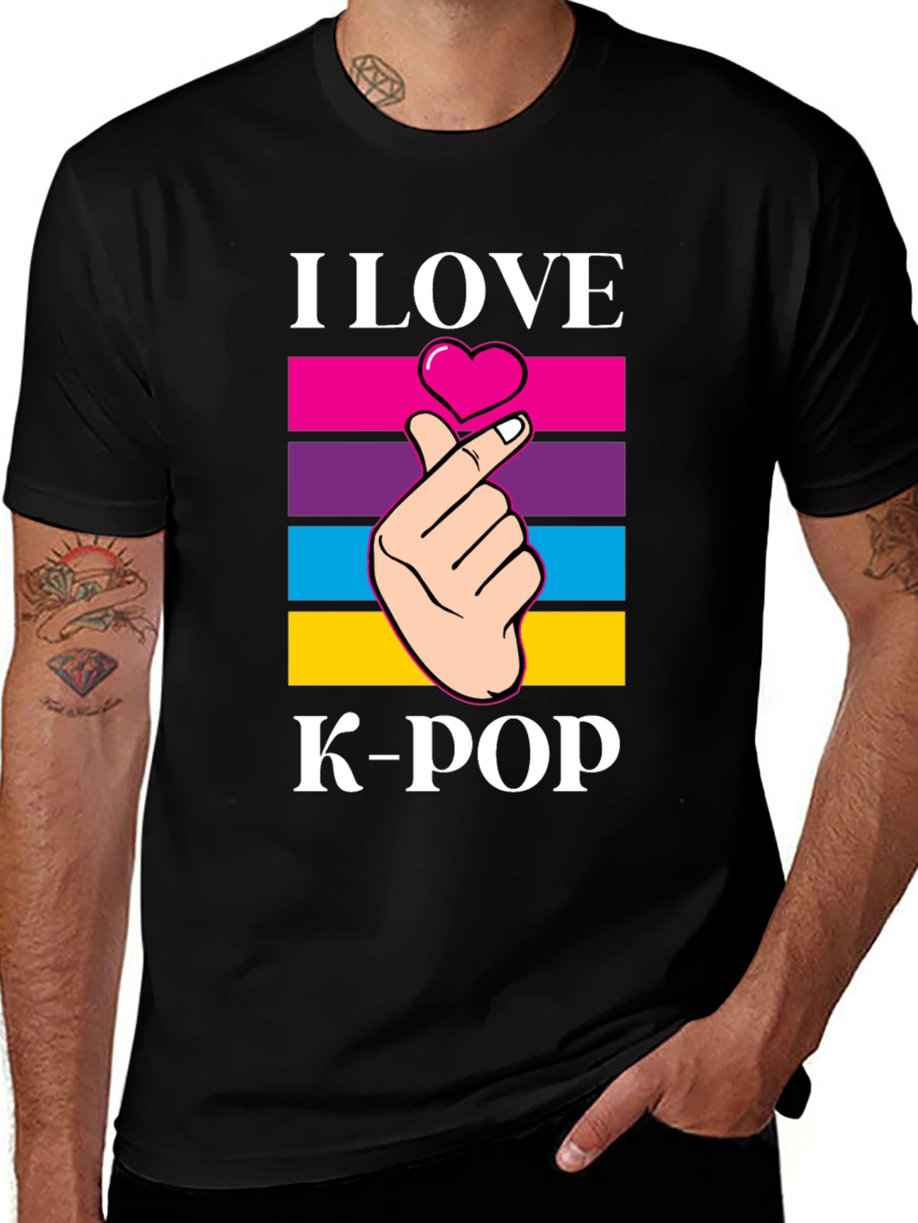 I Love K-Pop Heart Hand Gesture T-Shirt