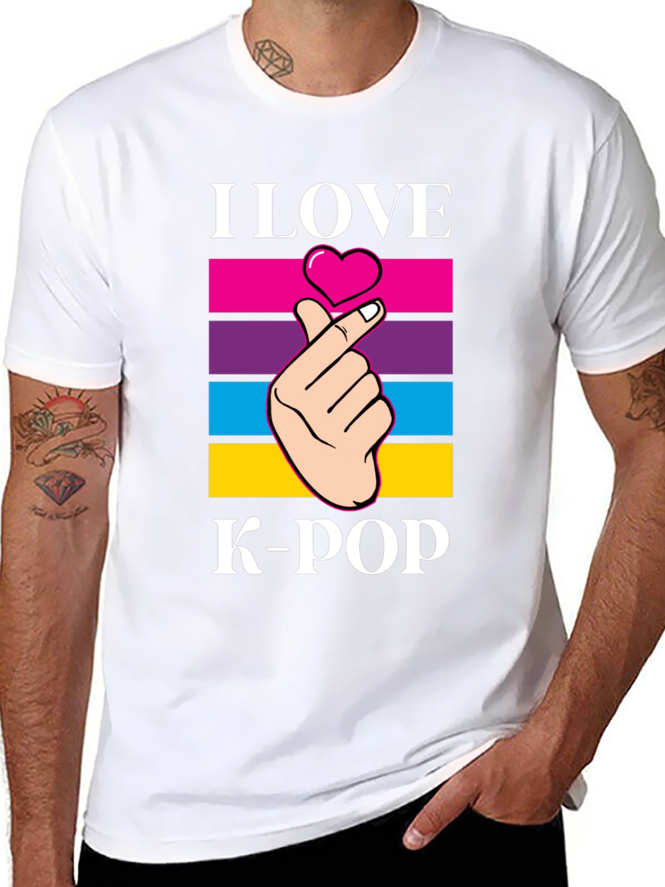 I Love K-Pop Heart Hand Gesture T-Shirt