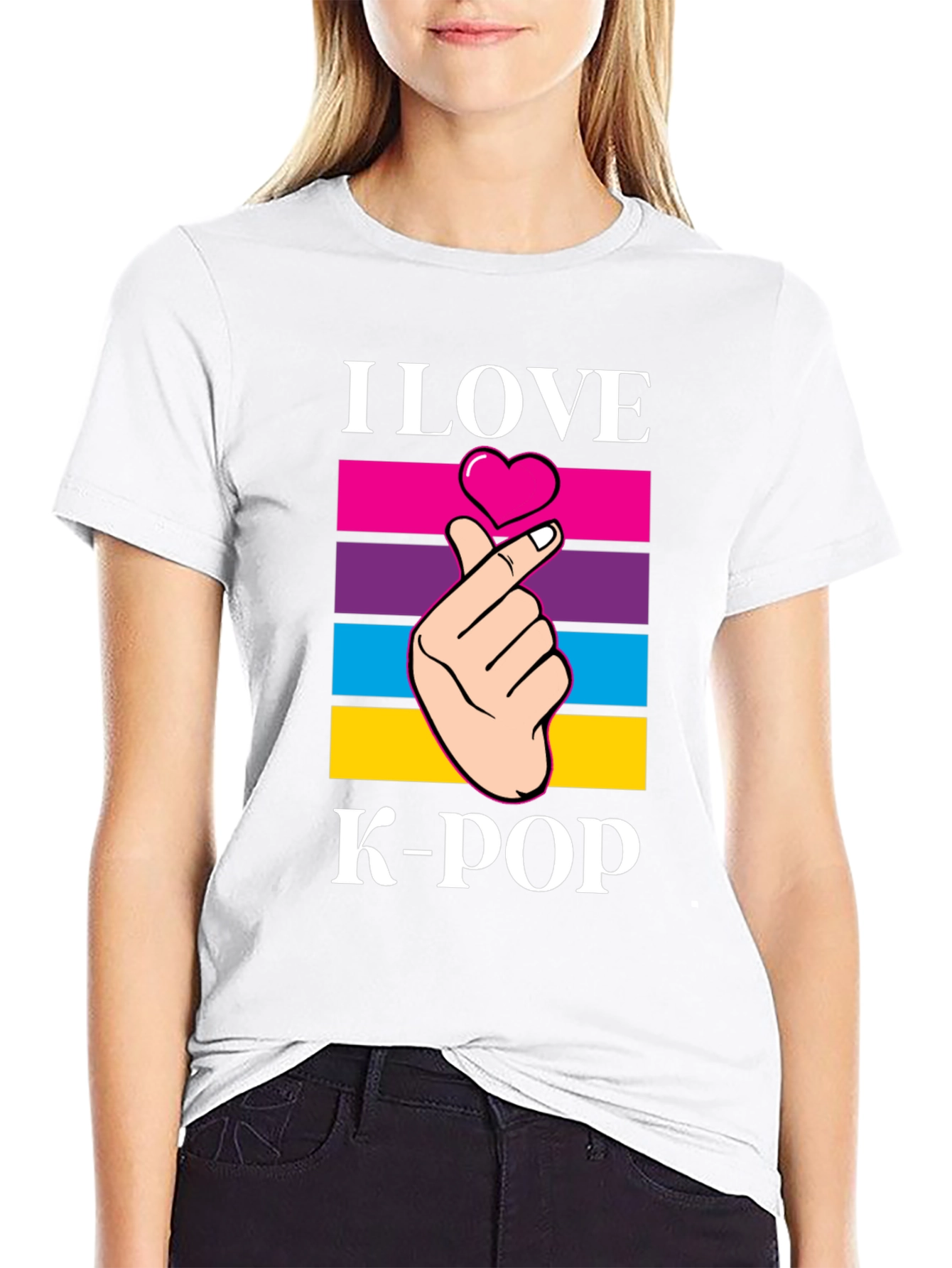 I Love K-Pop Heart Hand Gesture T-Shirt