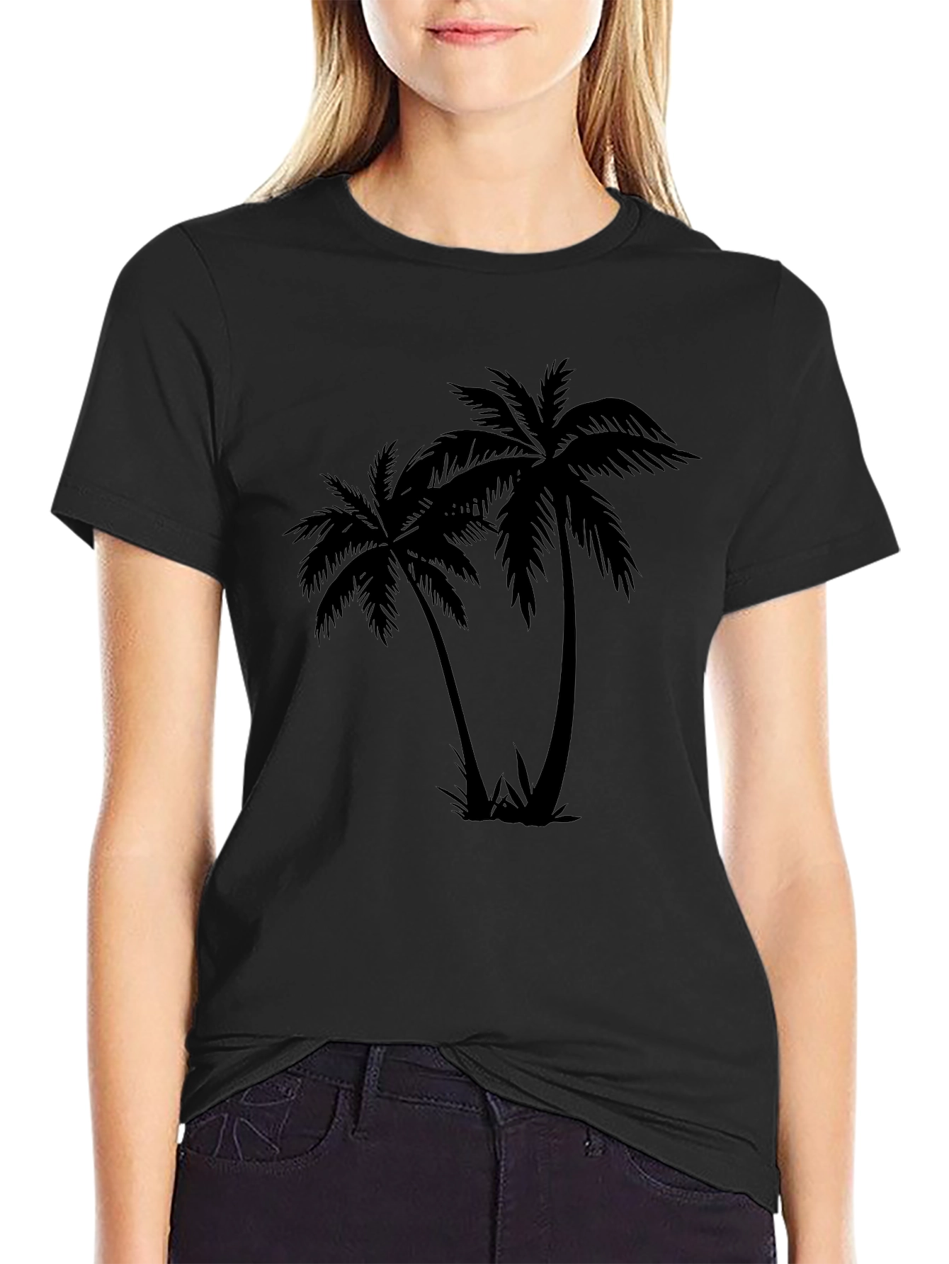 Black Palm Tree Graphic Tee - Tropical Style