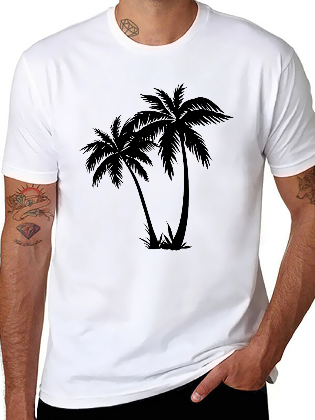 Black Palm Tree Graphic Tee - Tropical Style