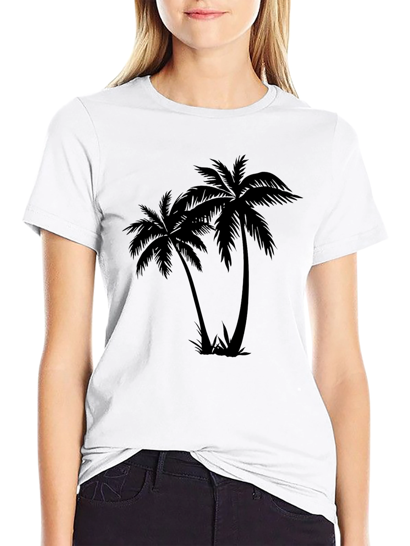 Black Palm Tree Graphic Tee - Tropical Style