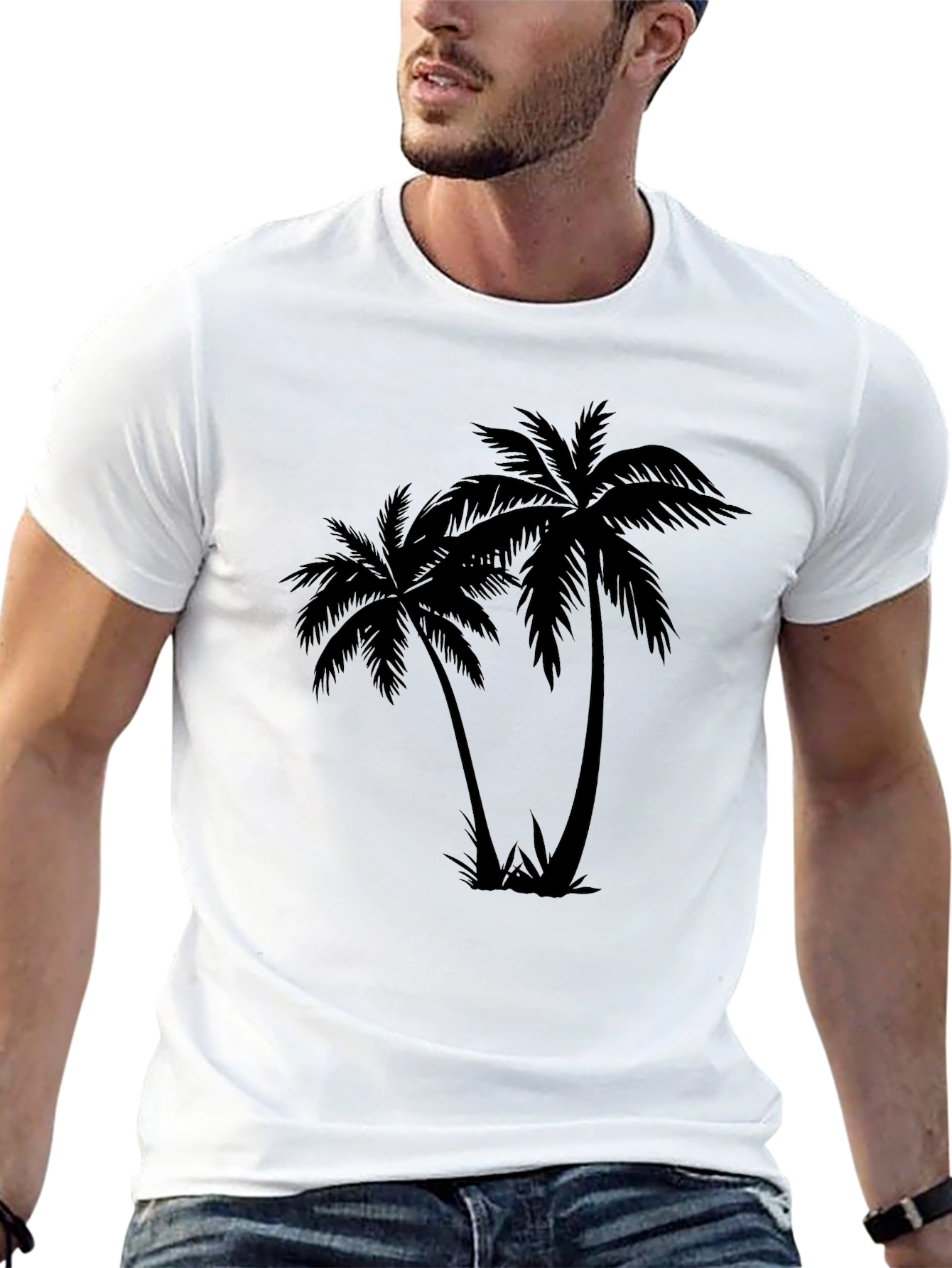Black Palm Tree Graphic Tee - Tropical Style
